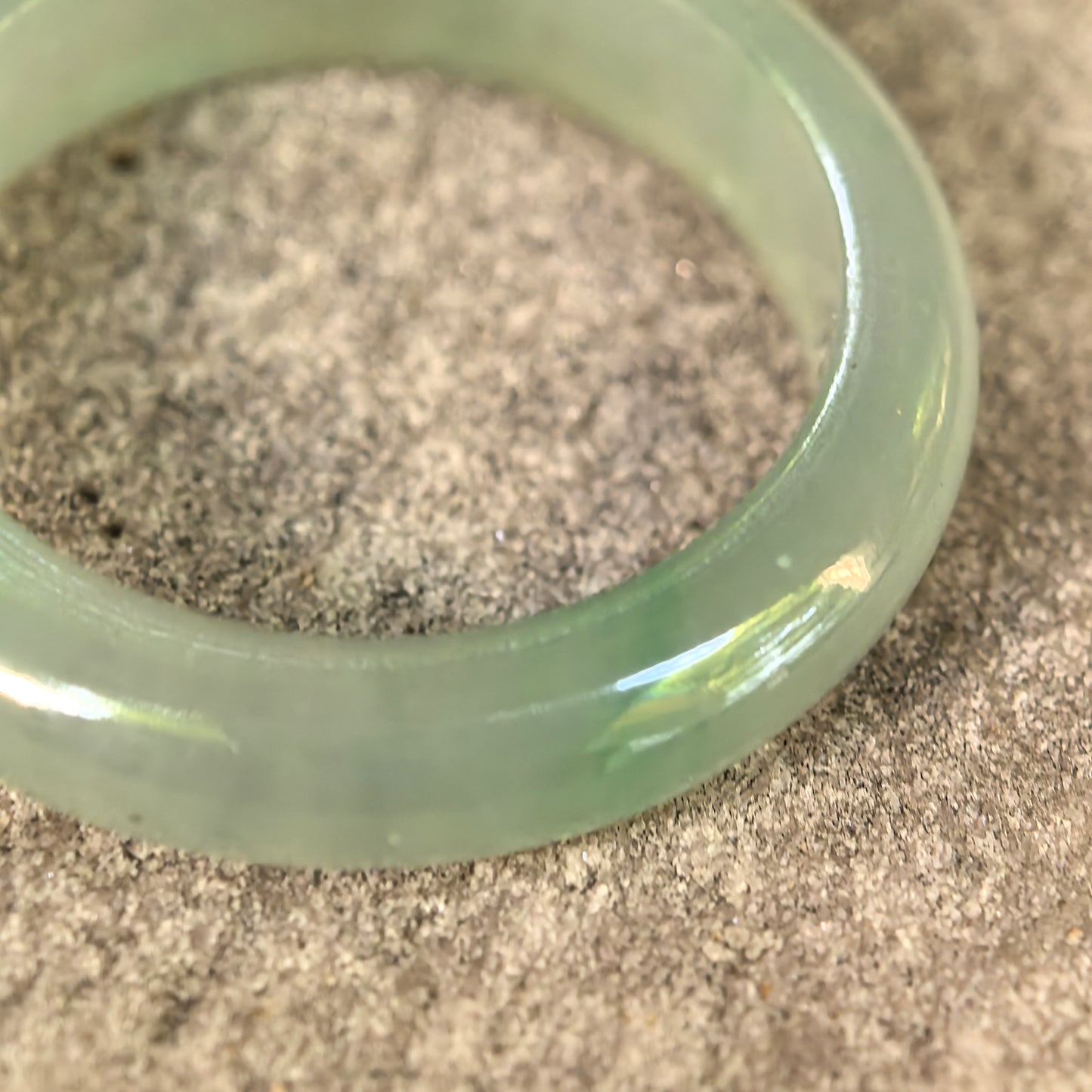 Natural Grade-A Jadeite Icy Glutinous Light Green Ring Band · Burmese Jade US9.5