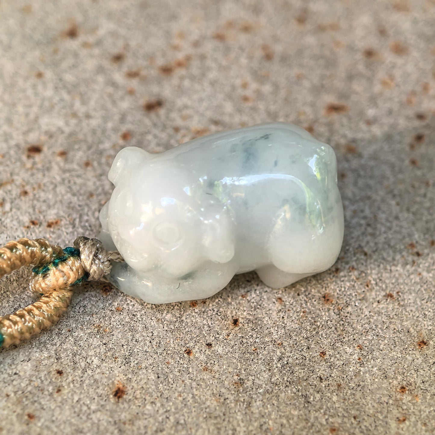 Natural Grade-A Glutinous Green-Mottled Pig Jadeite Pendant · Burmese Jade