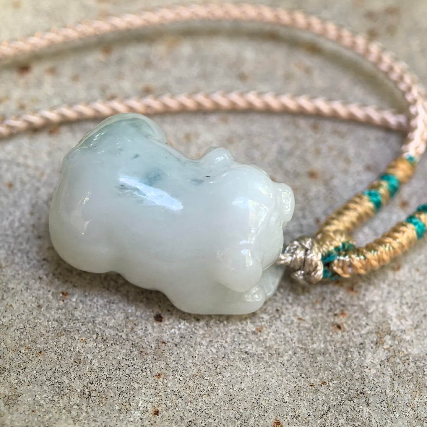Natural Grade-A Glutinous Green-Mottled Pig Jadeite Pendant · Burmese Jade