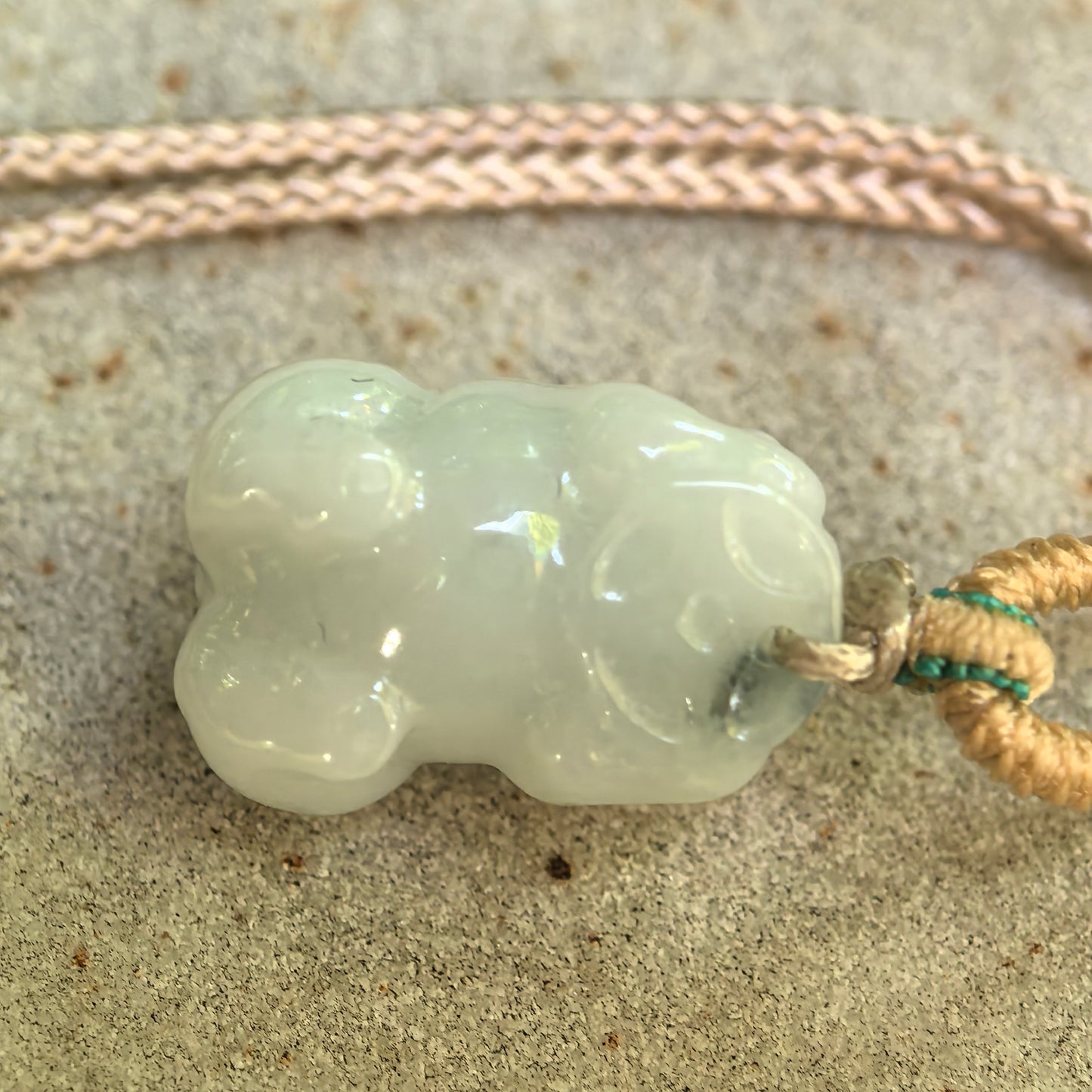 Natural Grade-A Glutinous Green-Mottled Pig Jadeite Pendant · Burmese Jade