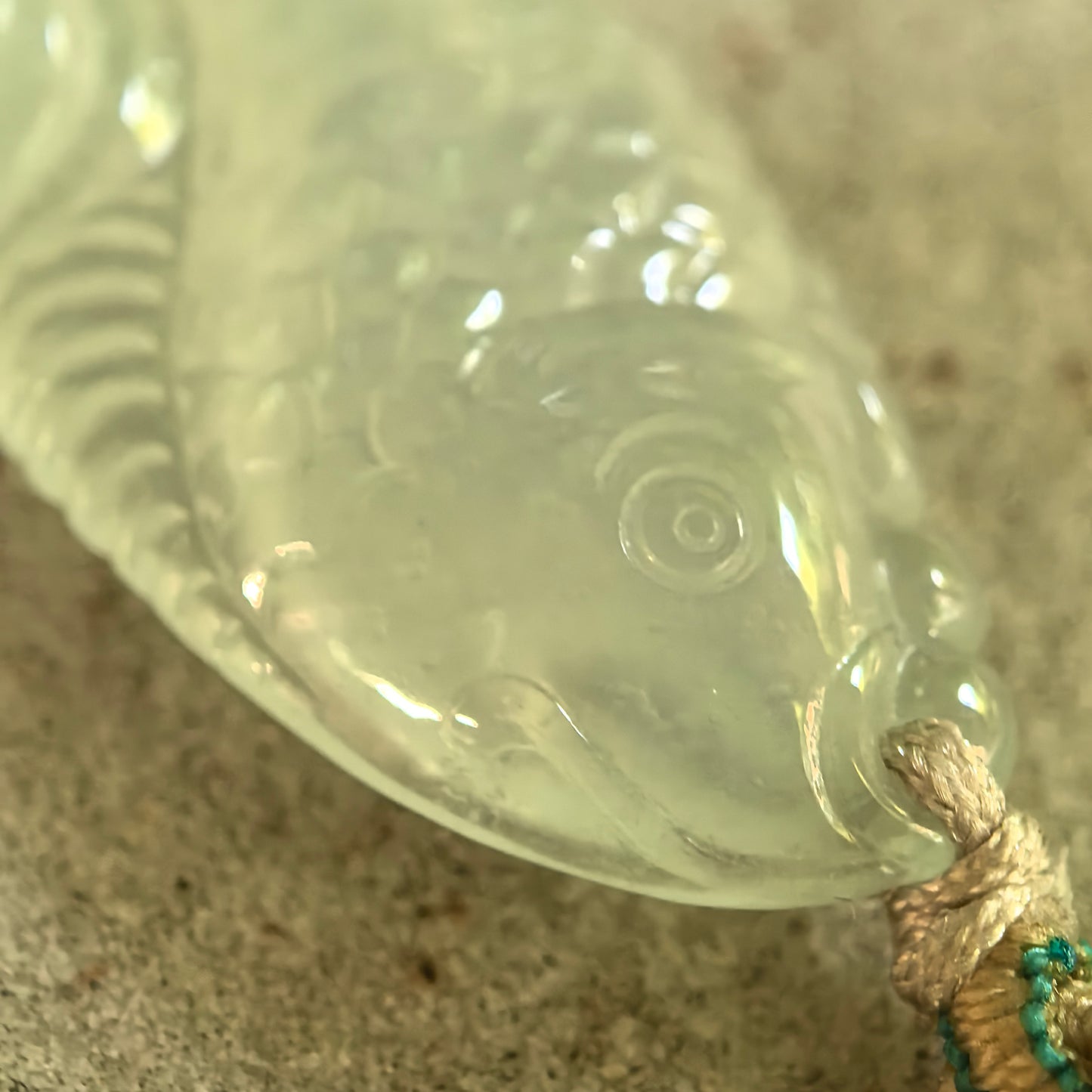 Natural Grade-A Icy Pale Green Fish Jadeite Pendant · Burmese Jade