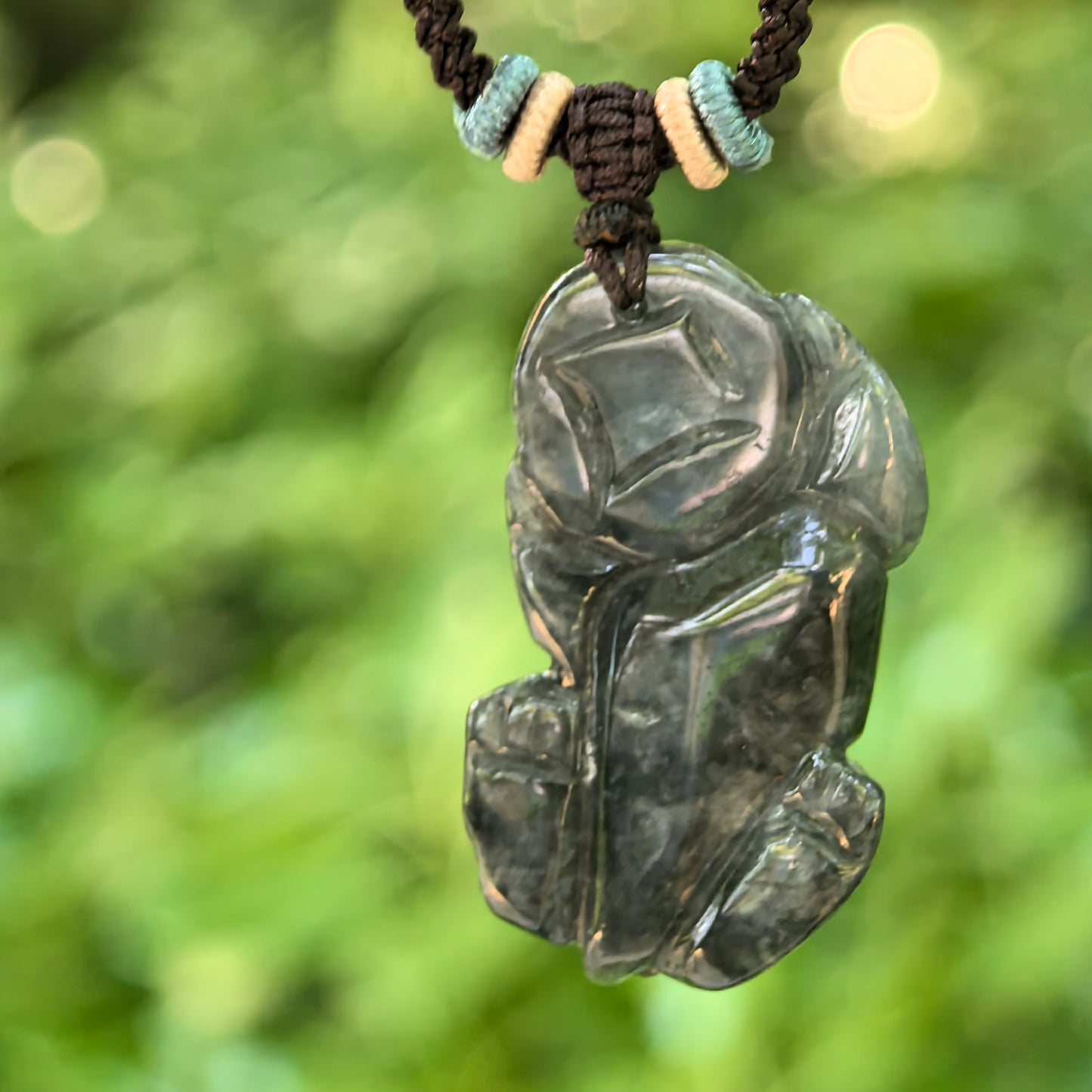 Natural Grade-A Jadeite Glutinous Black Pixiu Pendant · Burmese Jade