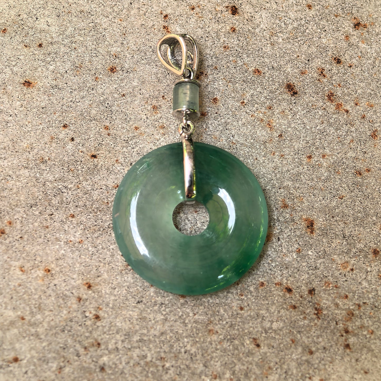 Natural Grade-A Icy Glutinous Green Donut Jadeite Pendant · Burmese Jade