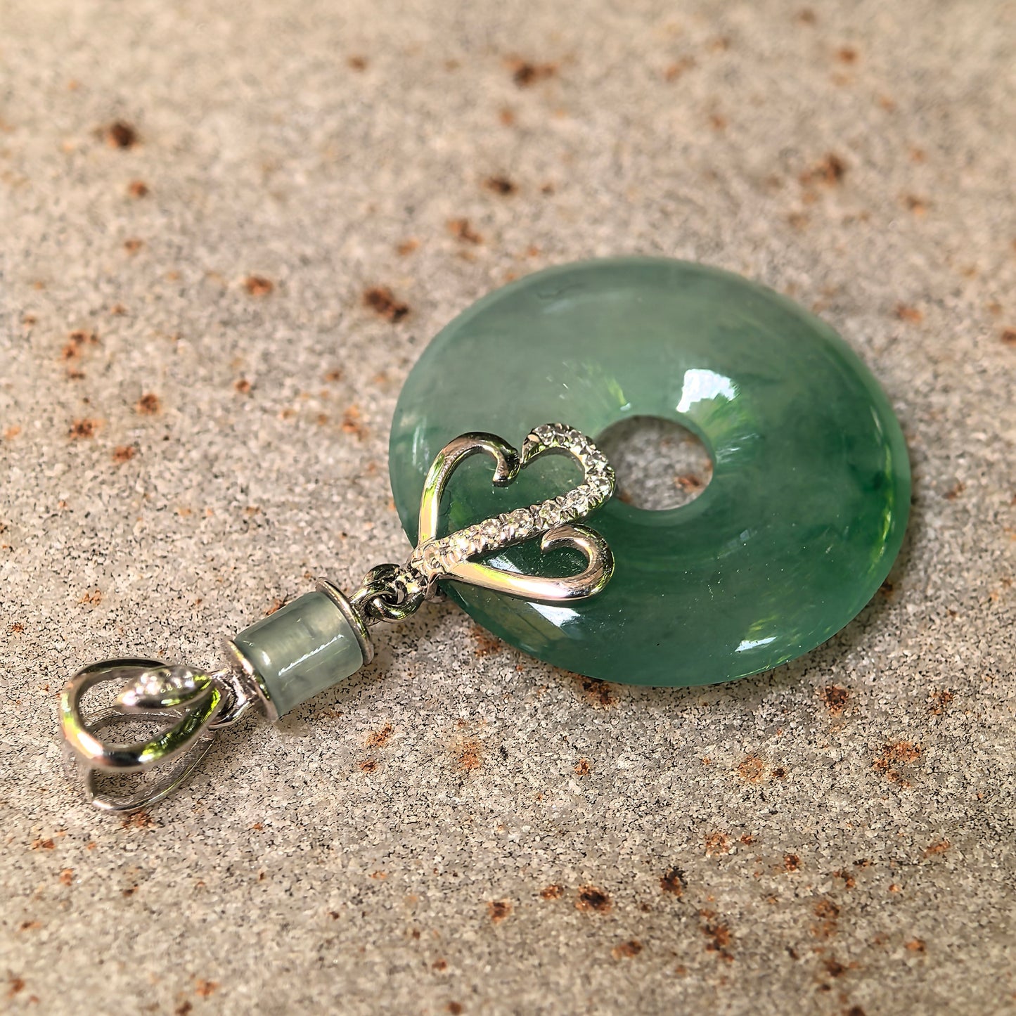 Natural Grade-A Icy Glutinous Green Donut Jadeite Pendant · Burmese Jade