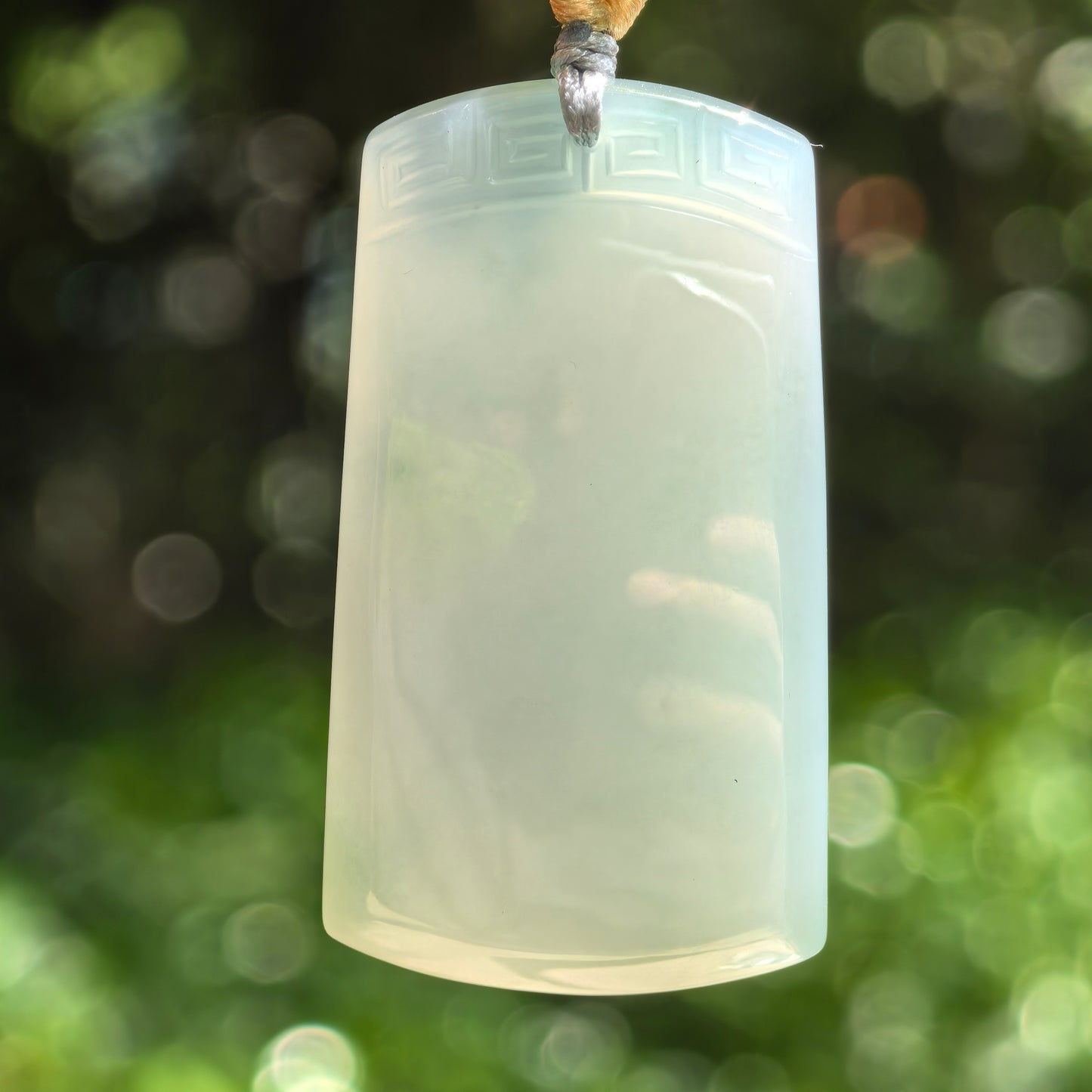 Natural Grade-A Fine Glutinous Lake Green Plain Jade Plaque Jadeite Pendant · Burmese Jade