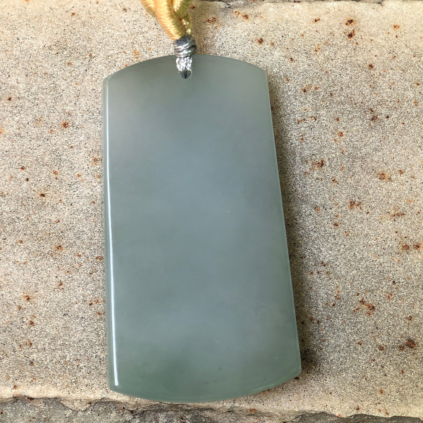 Natural Grade-A Fine Glutinous Lake Green Plain Jade Plaque Jadeite Pendant · Burmese Jade
