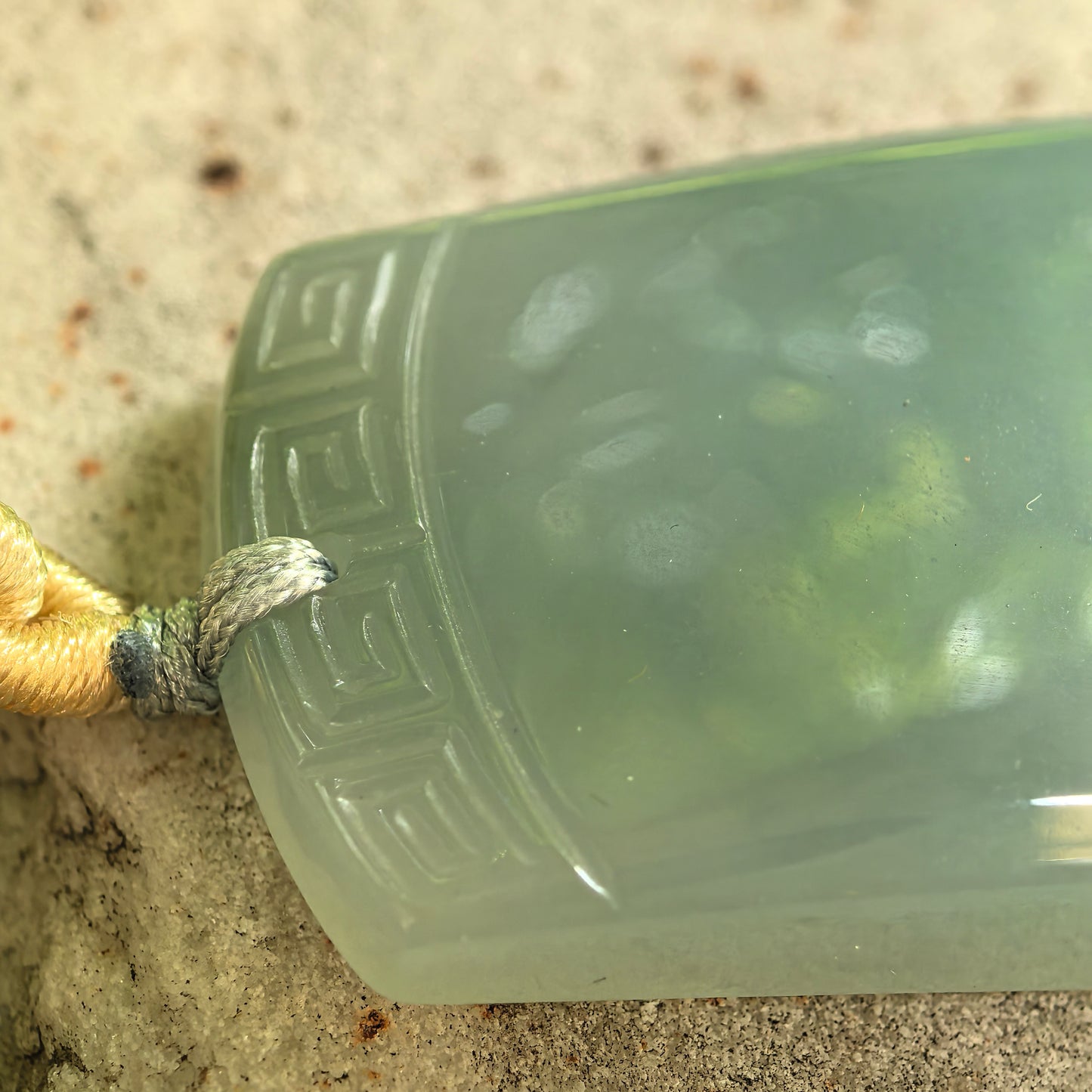Natural Grade-A Fine Glutinous Lake Green Plain Jade Plaque Jadeite Pendant · Burmese Jade