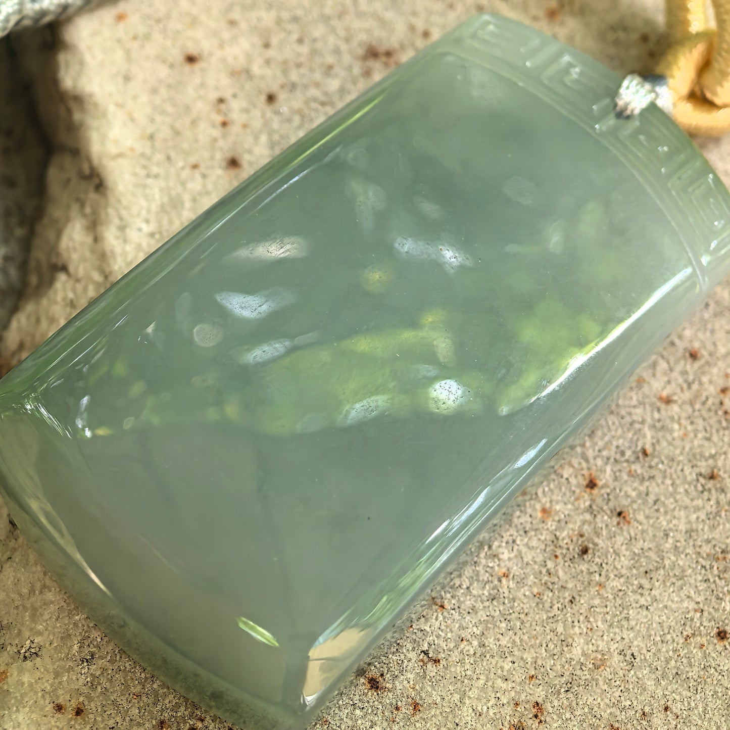 Natural Grade-A Fine Glutinous Lake Green Plain Jade Plaque Jadeite Pendant · Burmese Jade