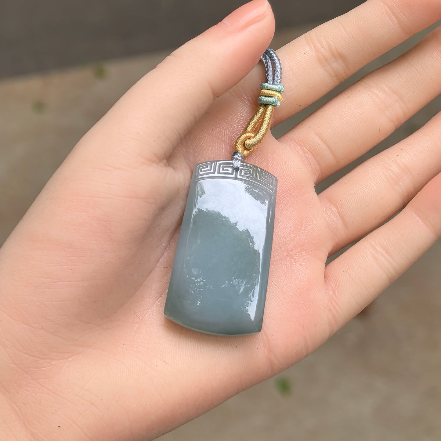 Natural Grade-A Fine Glutinous Lake Green Plain Jade Plaque Jadeite Pendant · Burmese Jade