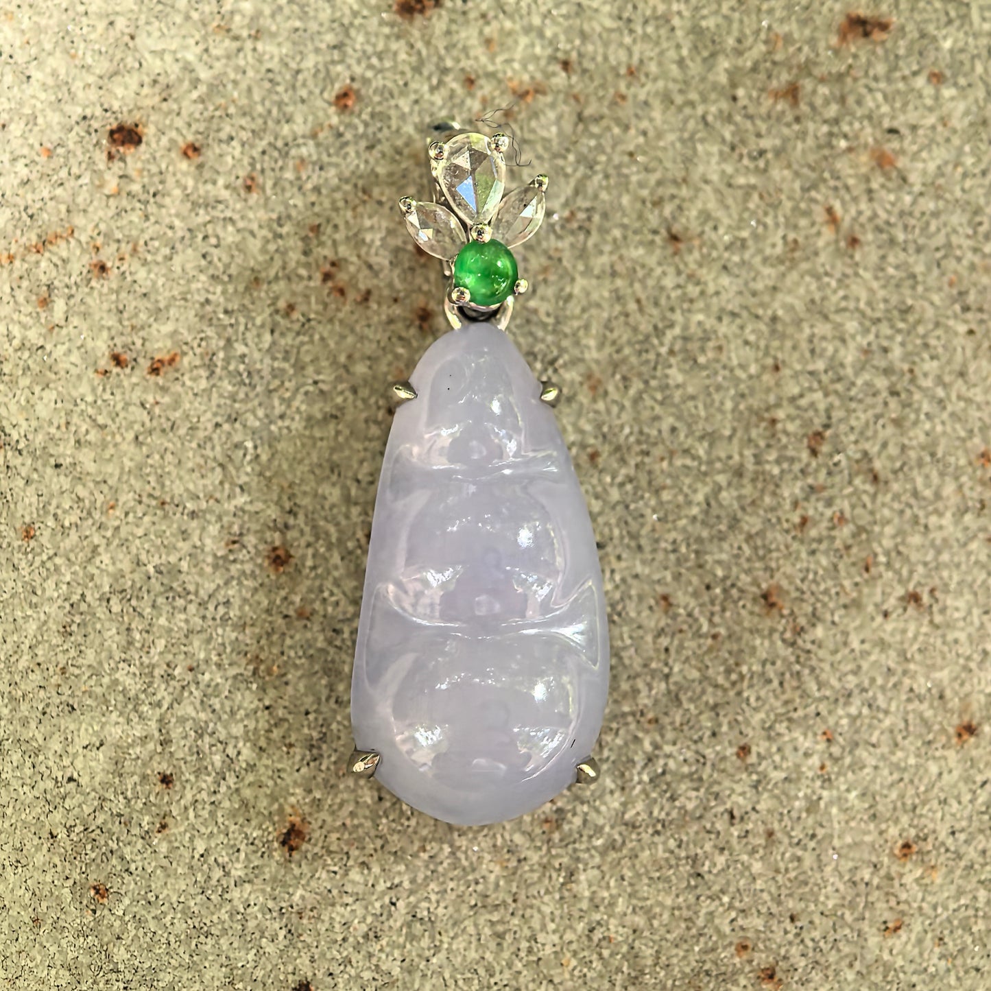 Natural Grade-A Icy Glutinous Violet Bean Jadeite Pendant · Burmese Jade
