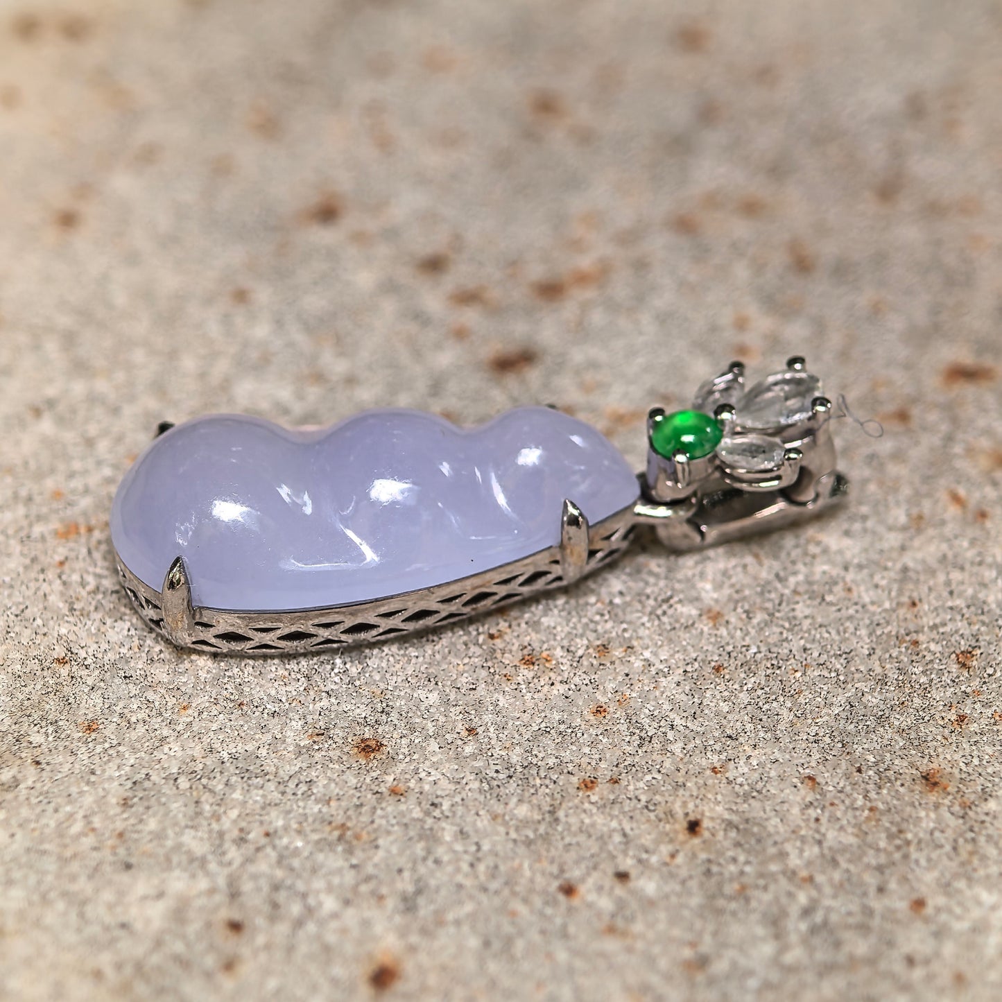 Natural Grade-A Icy Glutinous Violet Bean Jadeite Pendant · Burmese Jade