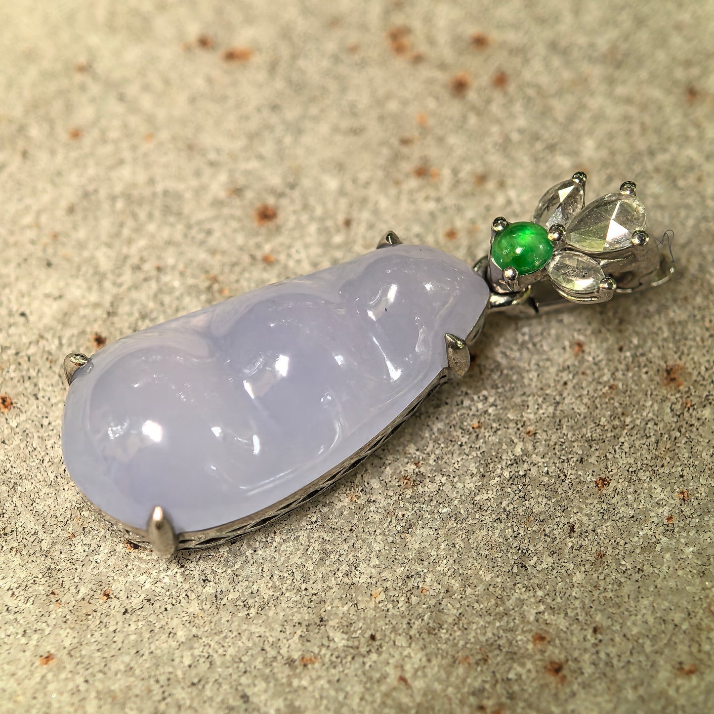 Natural Grade-A Icy Glutinous Violet Bean Jadeite Pendant · Burmese Jade