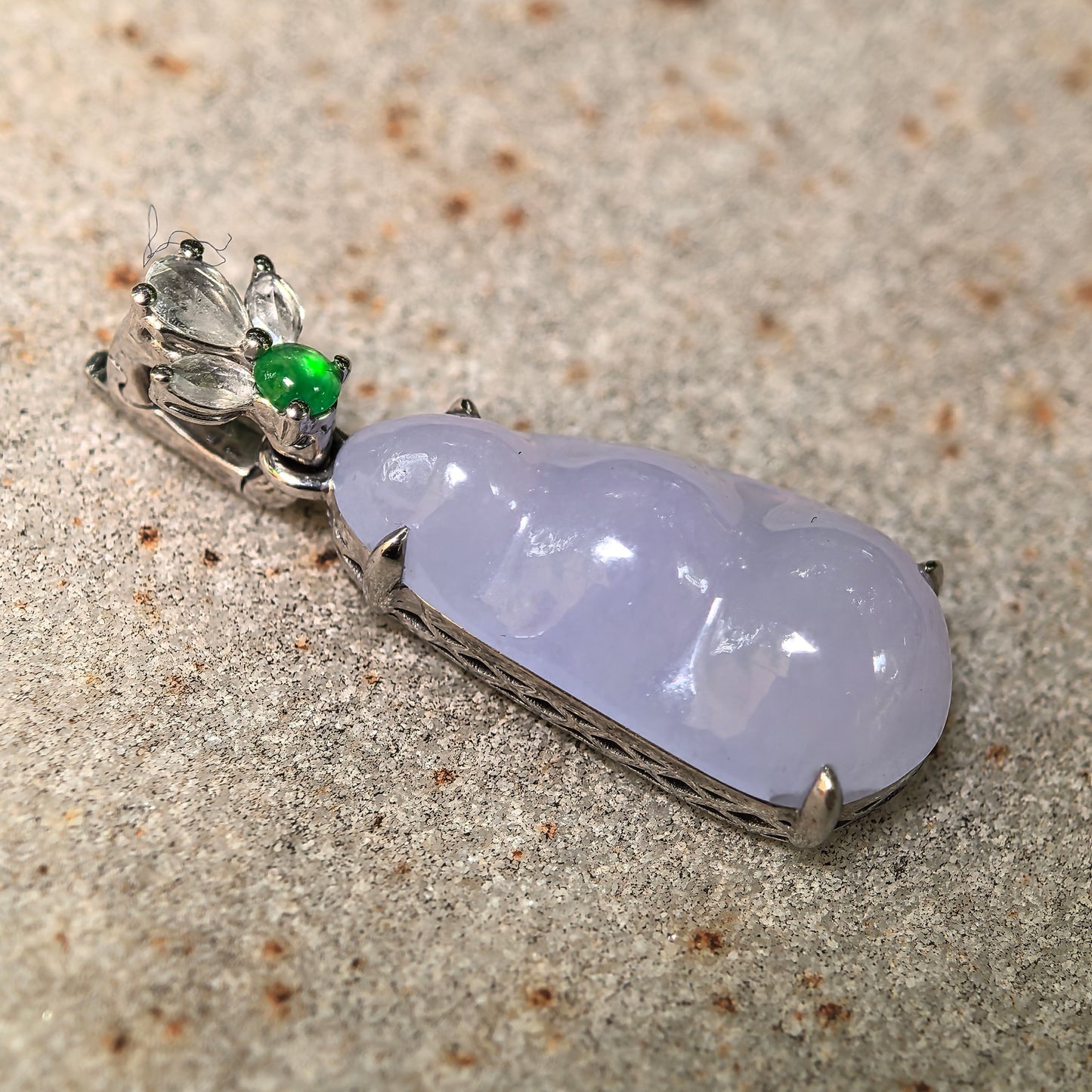 Natural Grade-A Icy Glutinous Violet Bean Jadeite Pendant · Burmese Jade