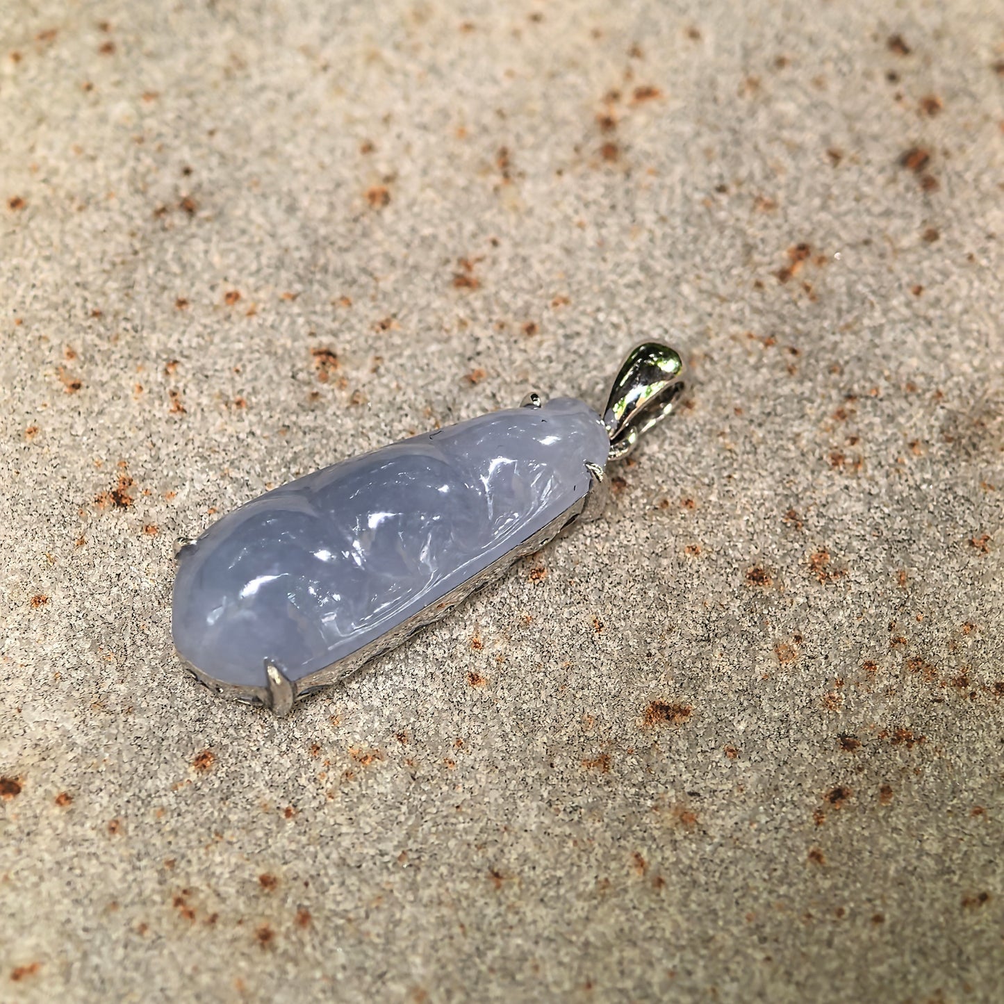 Natural Grade-A Icy Glutinous Violet Bean Jadeite Pendant · Burmese Jade