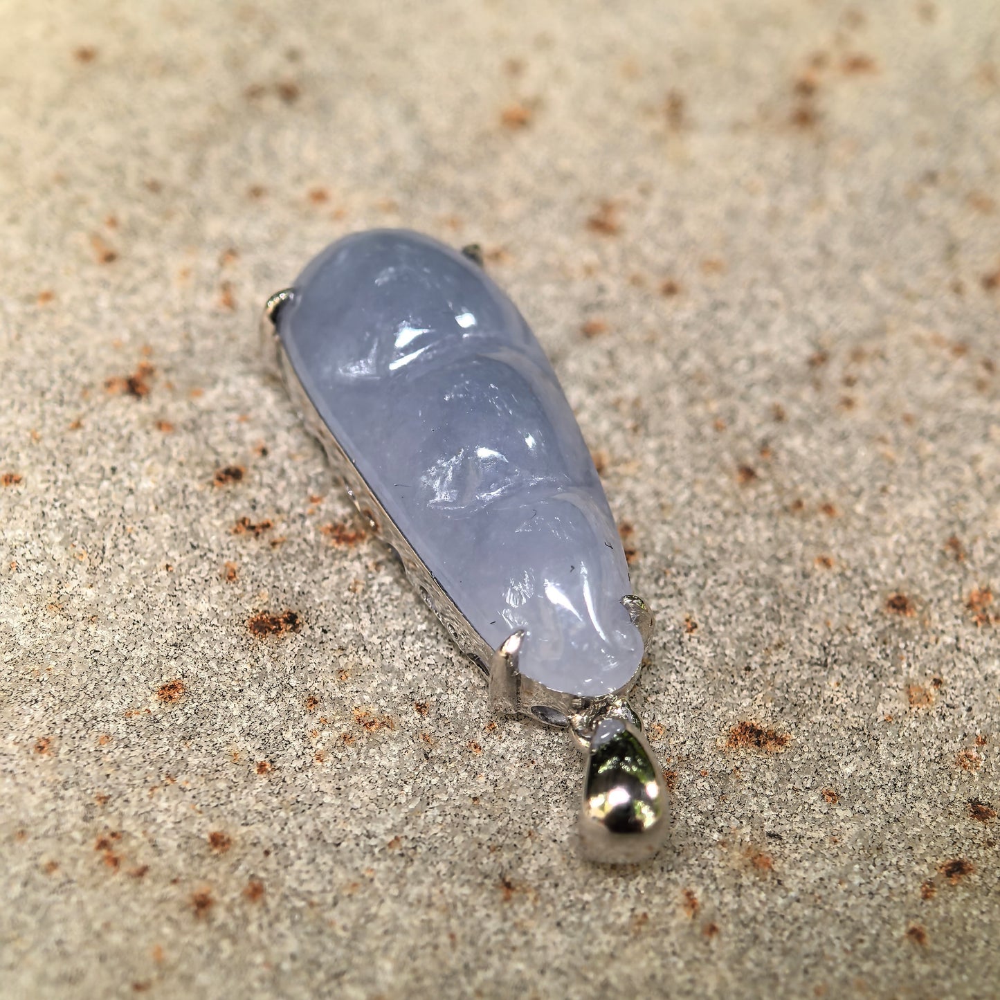 Natural Grade-A Icy Glutinous Violet Bean Jadeite Pendant · Burmese Jade