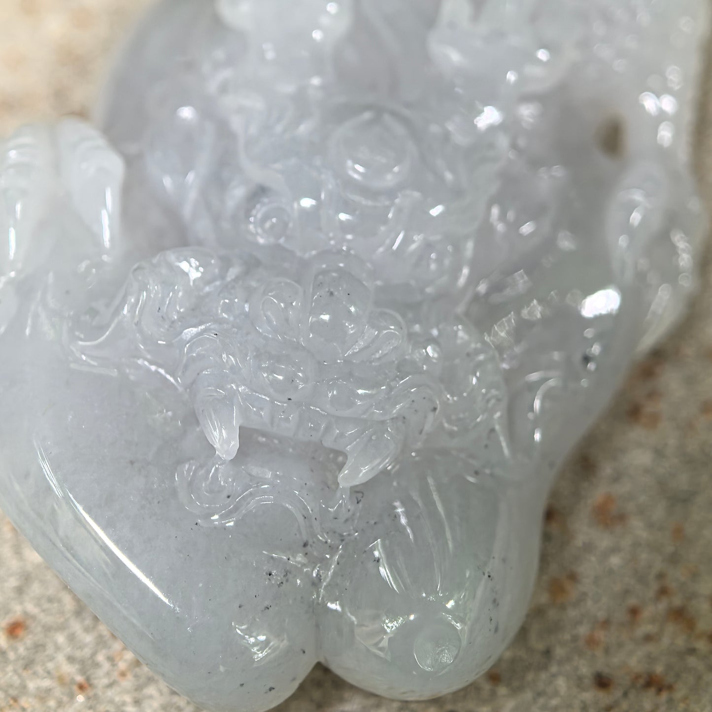 Natural Grade-A Glutinous Pale White Dragon Jadeite Pendant · Burmese Jade