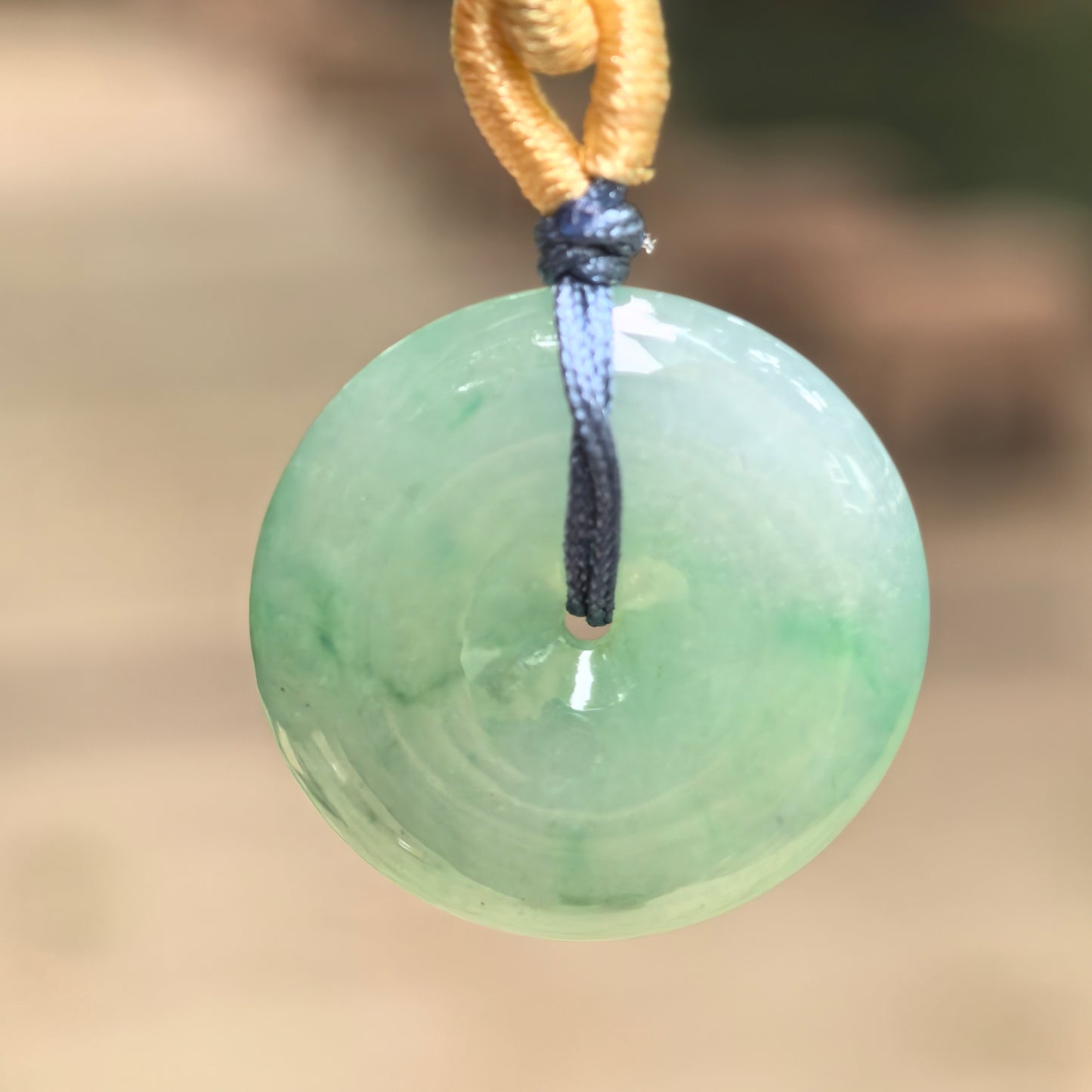Natural Grade-A Glutinous Icy Green Peace Pendant · Burmese Jade