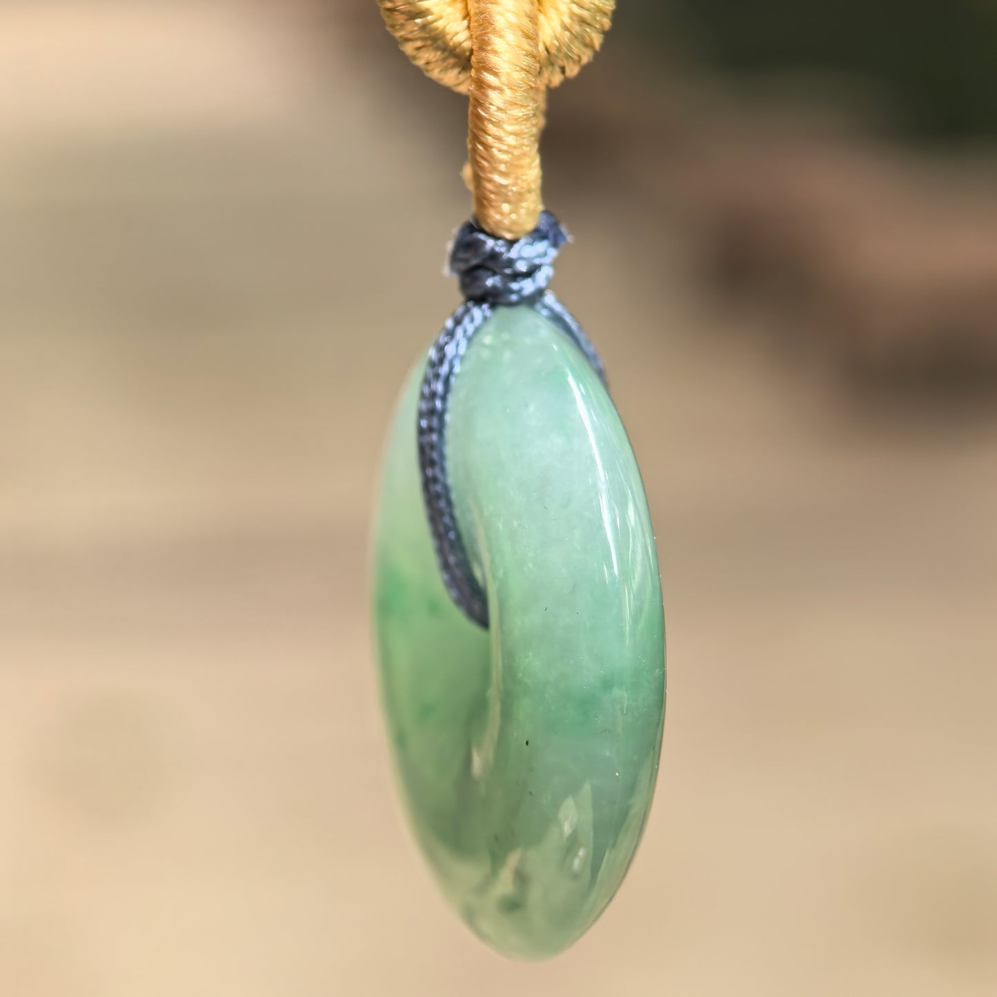 Natural Grade-A Glutinous Icy Green Peace Pendant · Burmese Jade