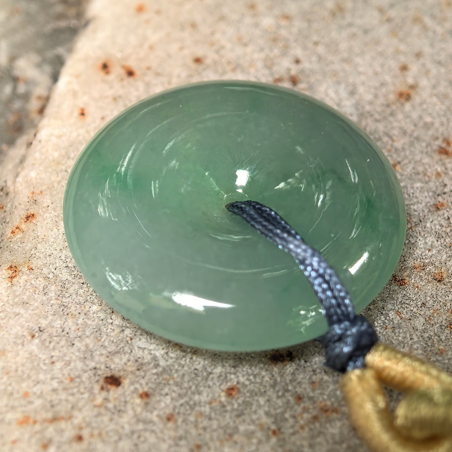 Natural Grade-A Glutinous Icy Green Peace Pendant · Burmese Jade