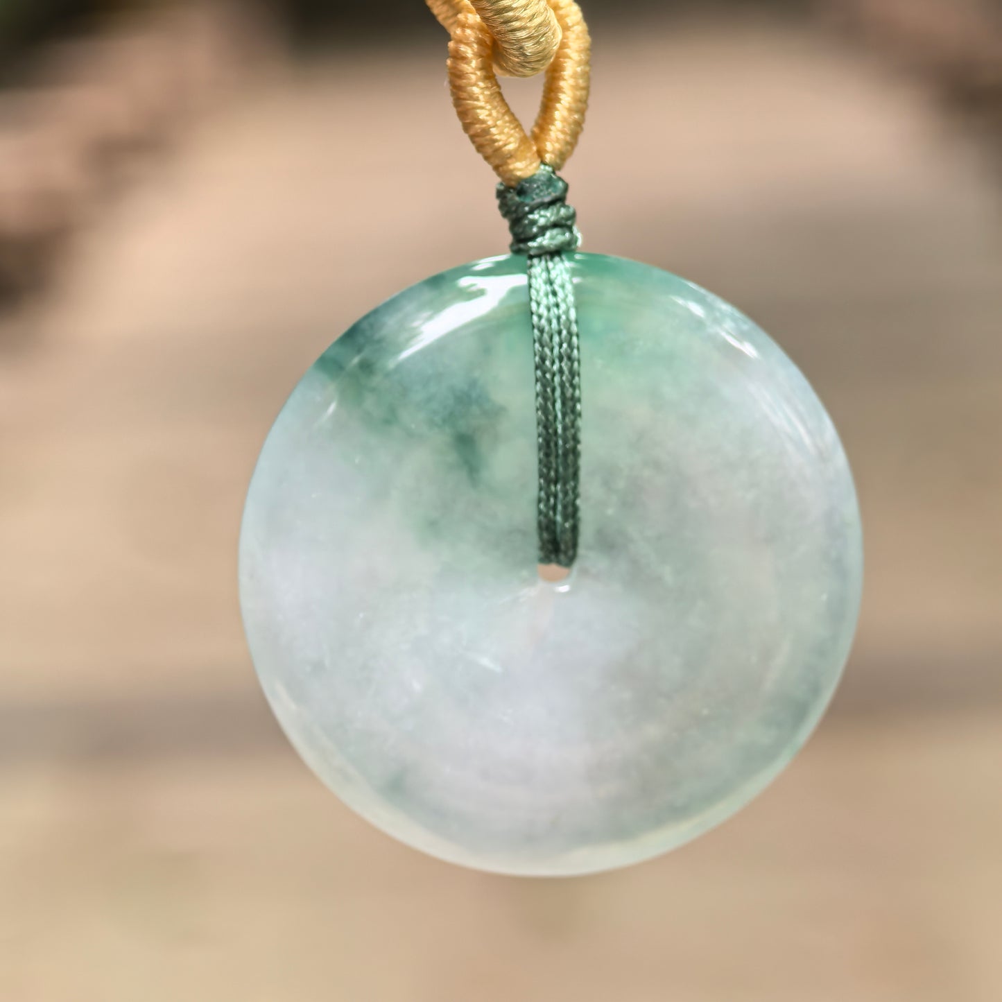 Natural Grade-A Icy Glutinous Floating Green Peace Jadeite Pendant · Burmese Jade