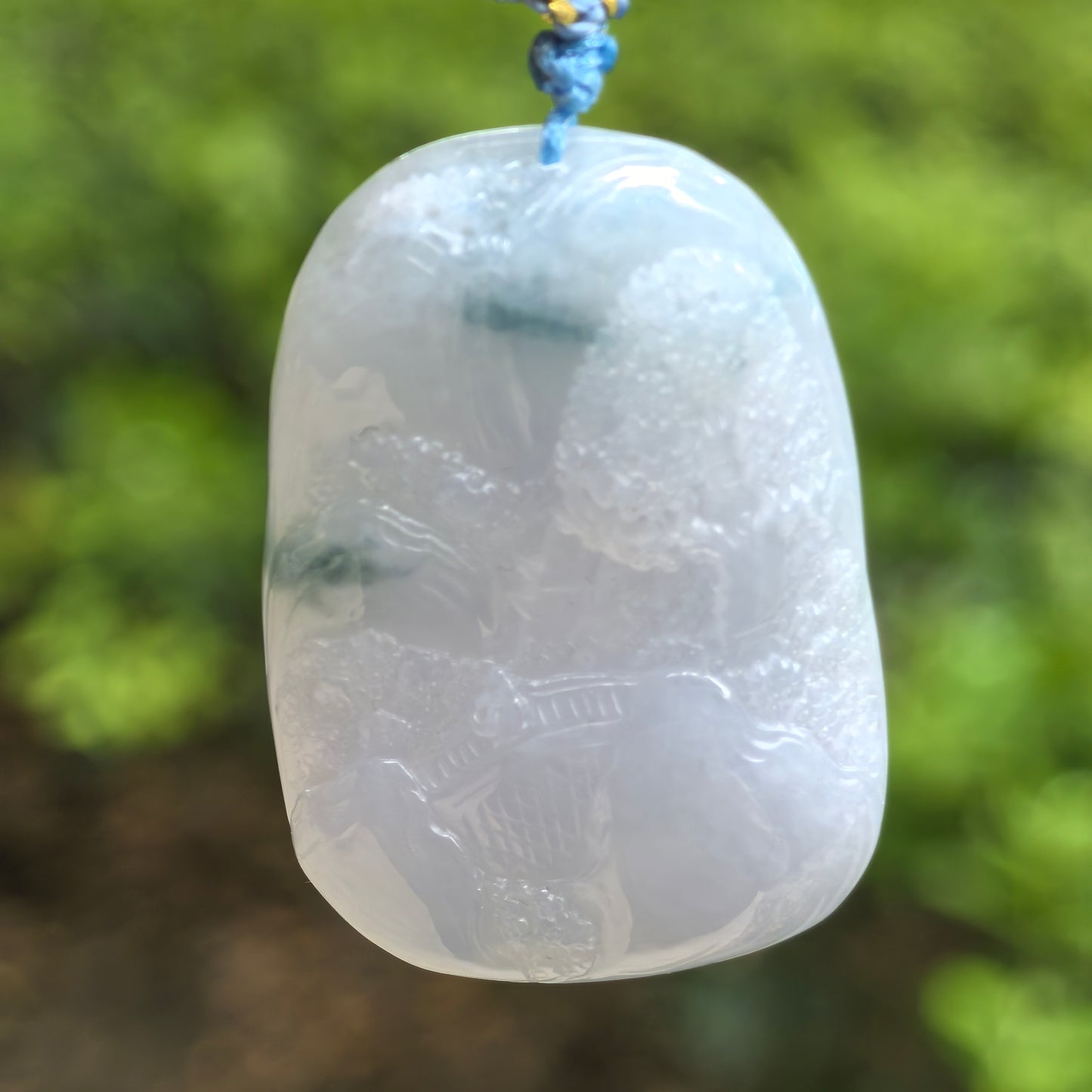 Natural Grade-A Glutinous Lavender Landscape Jadeite Pendant · Burmese Jade