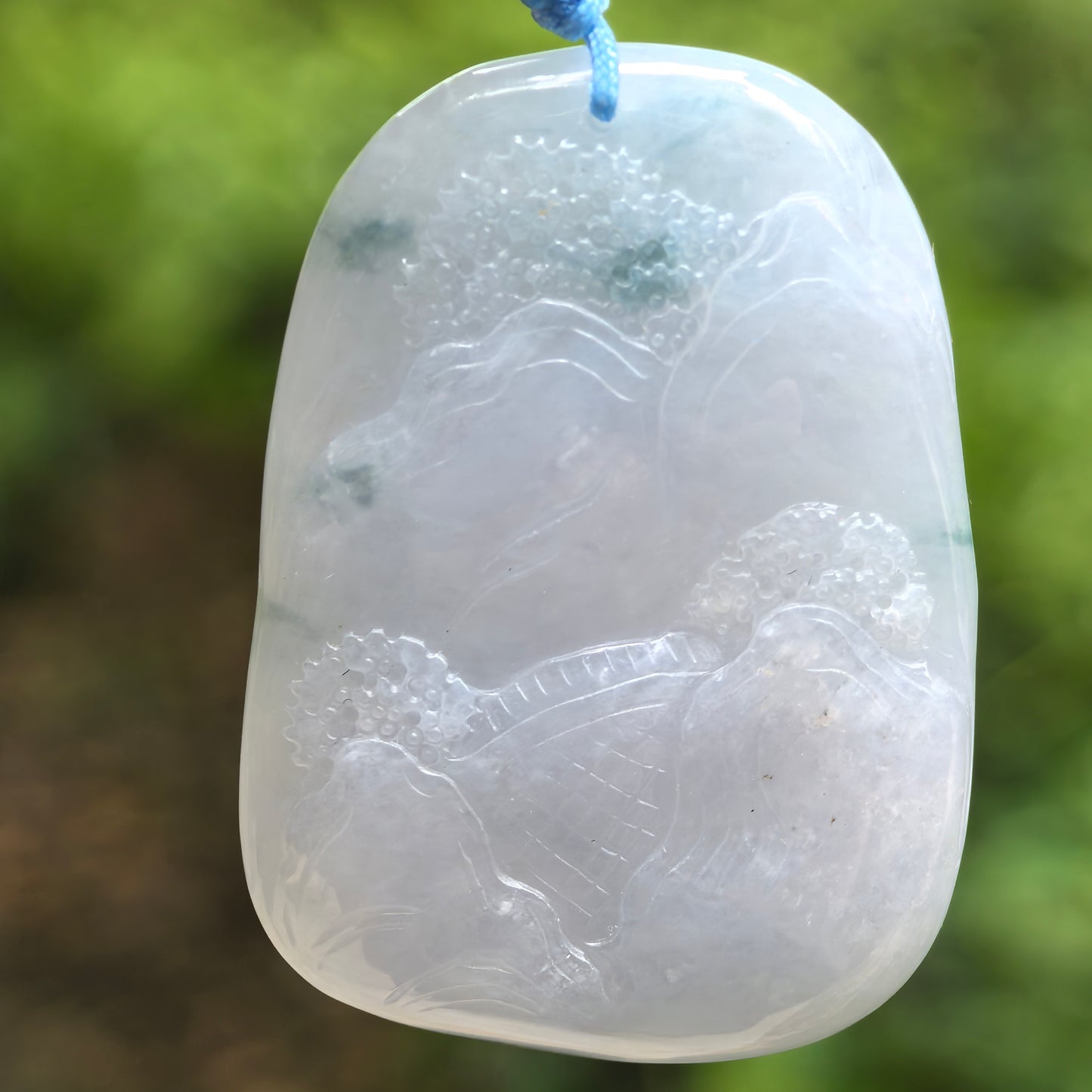 Natural Grade-A Glutinous Lavender Landscape Jadeite Pendant · Burmese Jade
