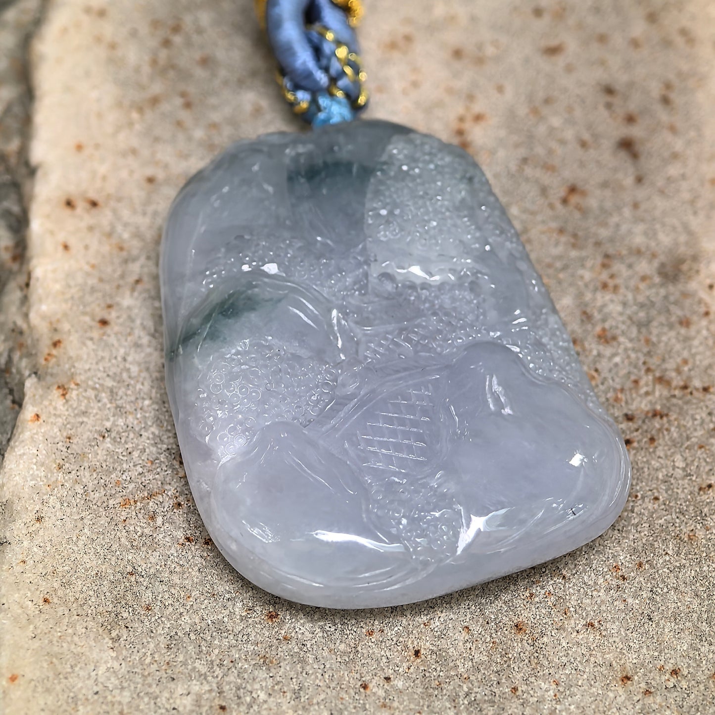 Natural Grade-A Glutinous Lavender Landscape Jadeite Pendant · Burmese Jade