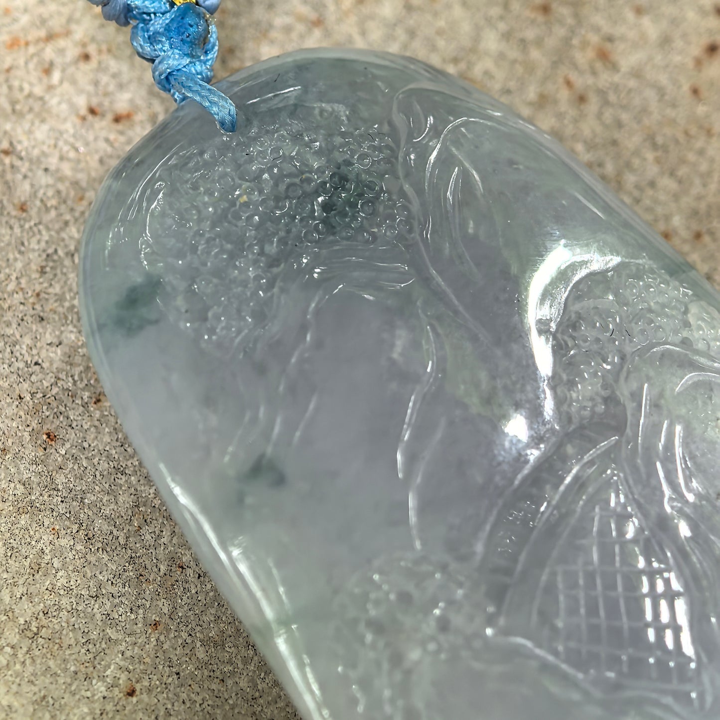 Natural Grade-A Glutinous Lavender Landscape Jadeite Pendant · Burmese Jade