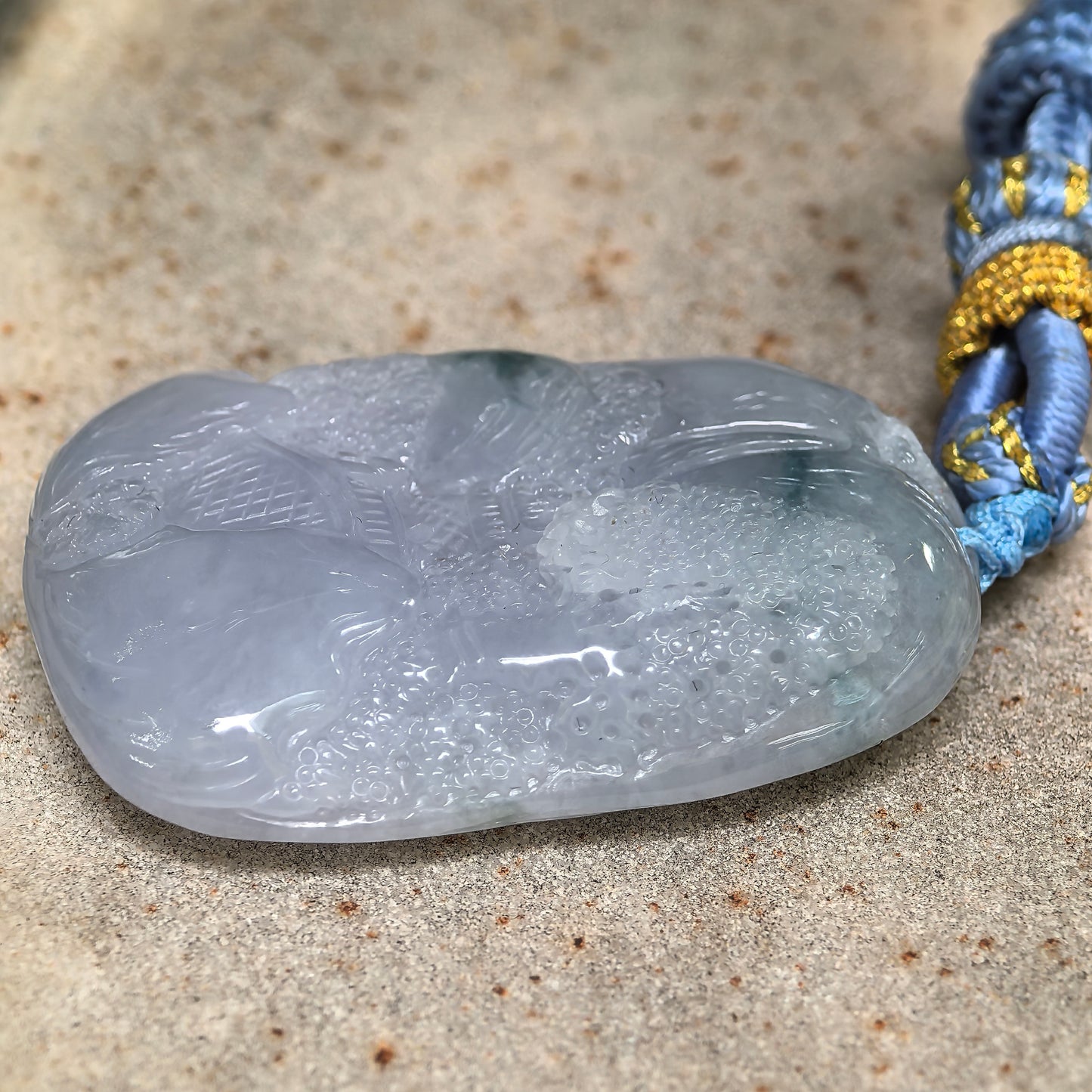 Natural Grade-A Glutinous Lavender Landscape Jadeite Pendant · Burmese Jade