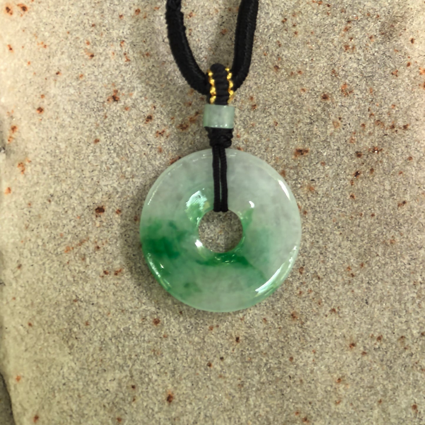 Natural Grade-A Glutinous White-Based Green Donut Jadeite Pendant · Burmese Jade