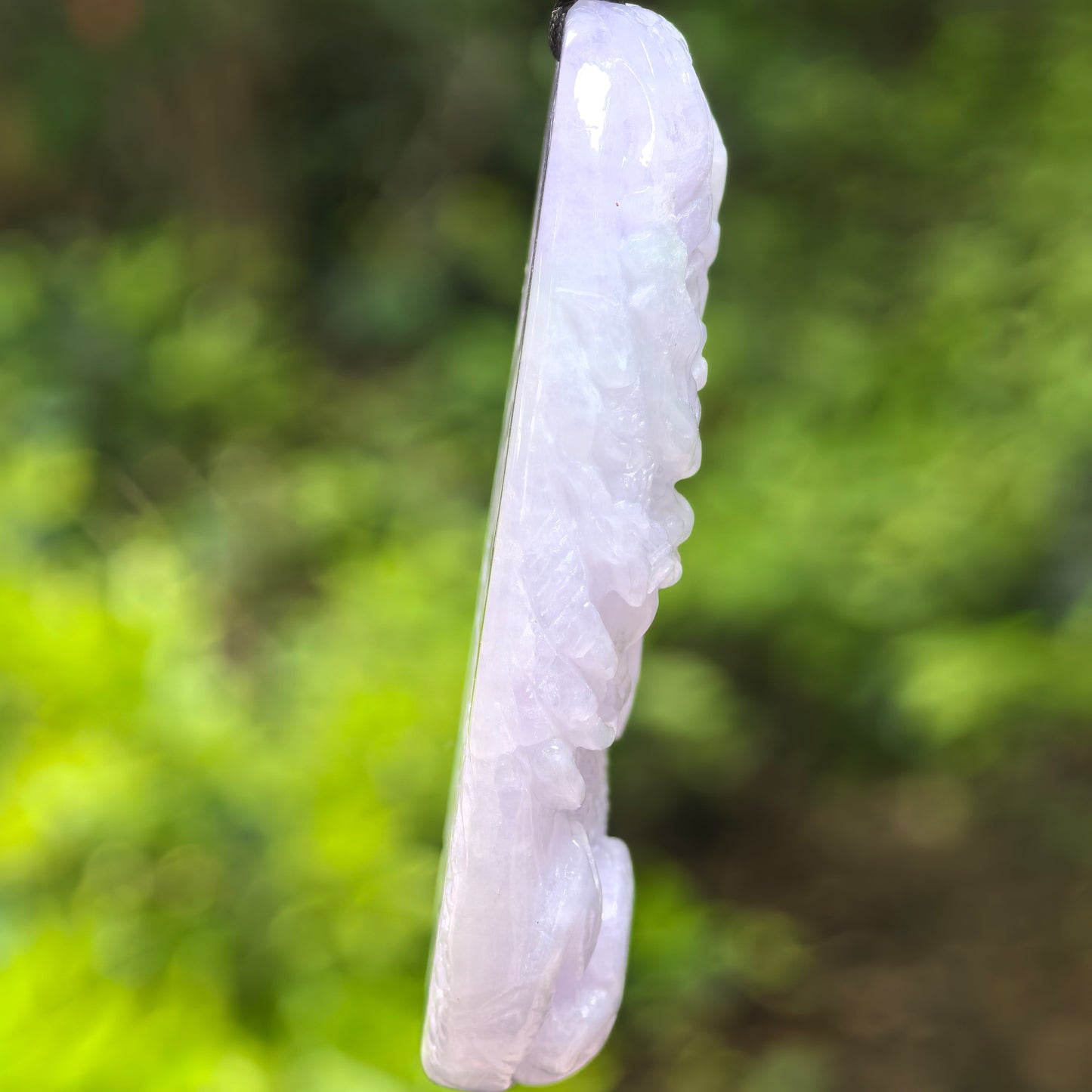 Natural Grade-A Jadeite Glutinous Light Purple Dragon Pendant · Burmese Jade