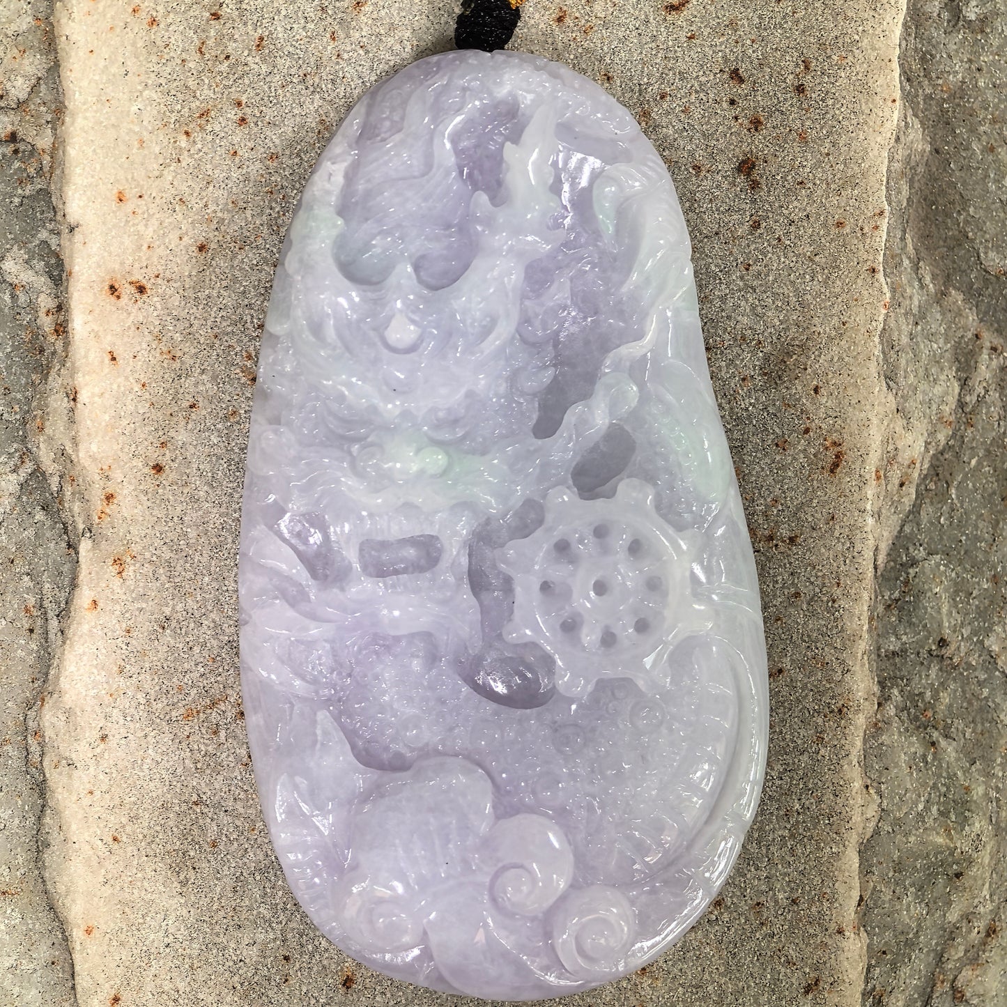 Natural Grade-A Jadeite Glutinous Light Purple Dragon Pendant · Burmese Jade