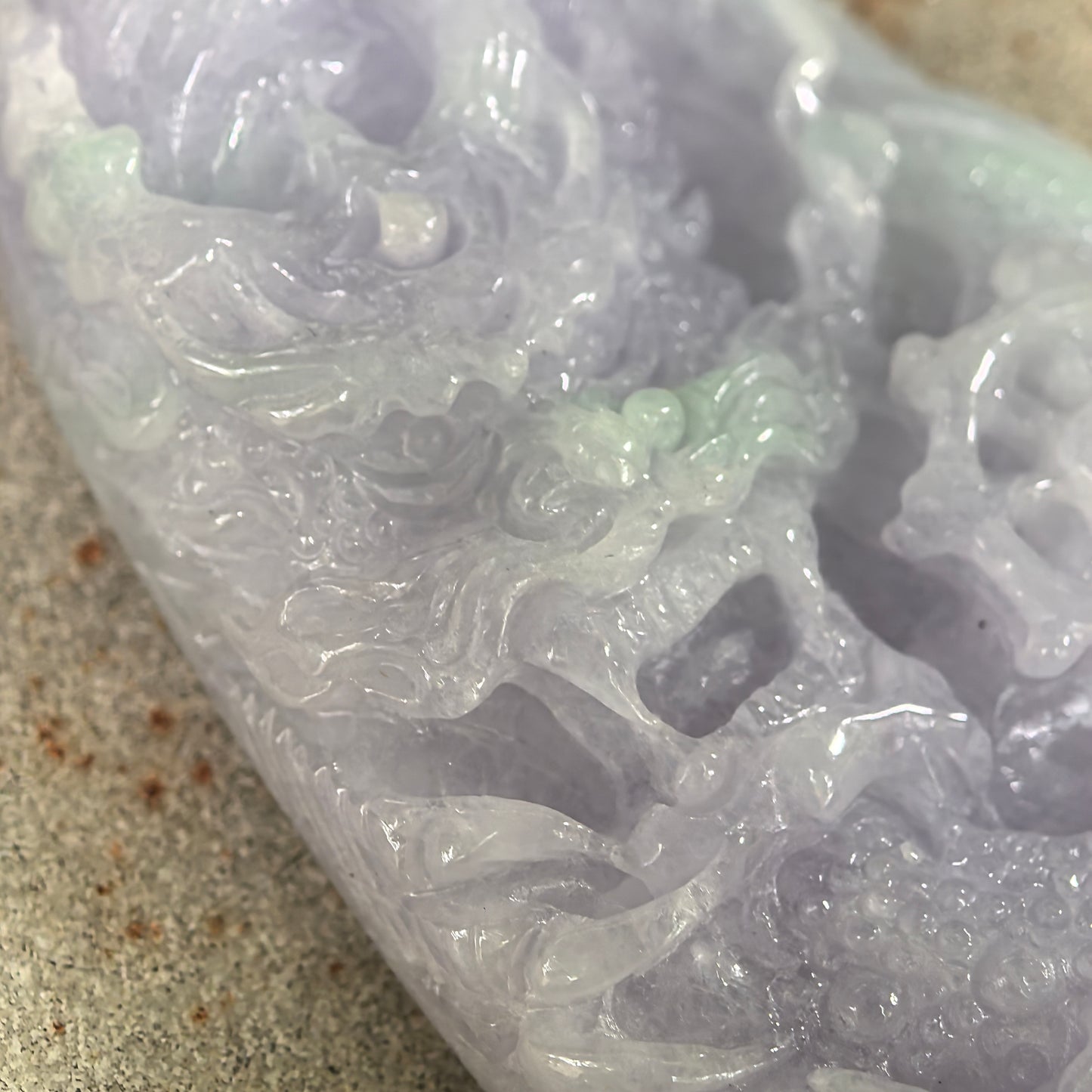 Natural Grade-A Jadeite Glutinous Light Purple Dragon Pendant · Burmese Jade