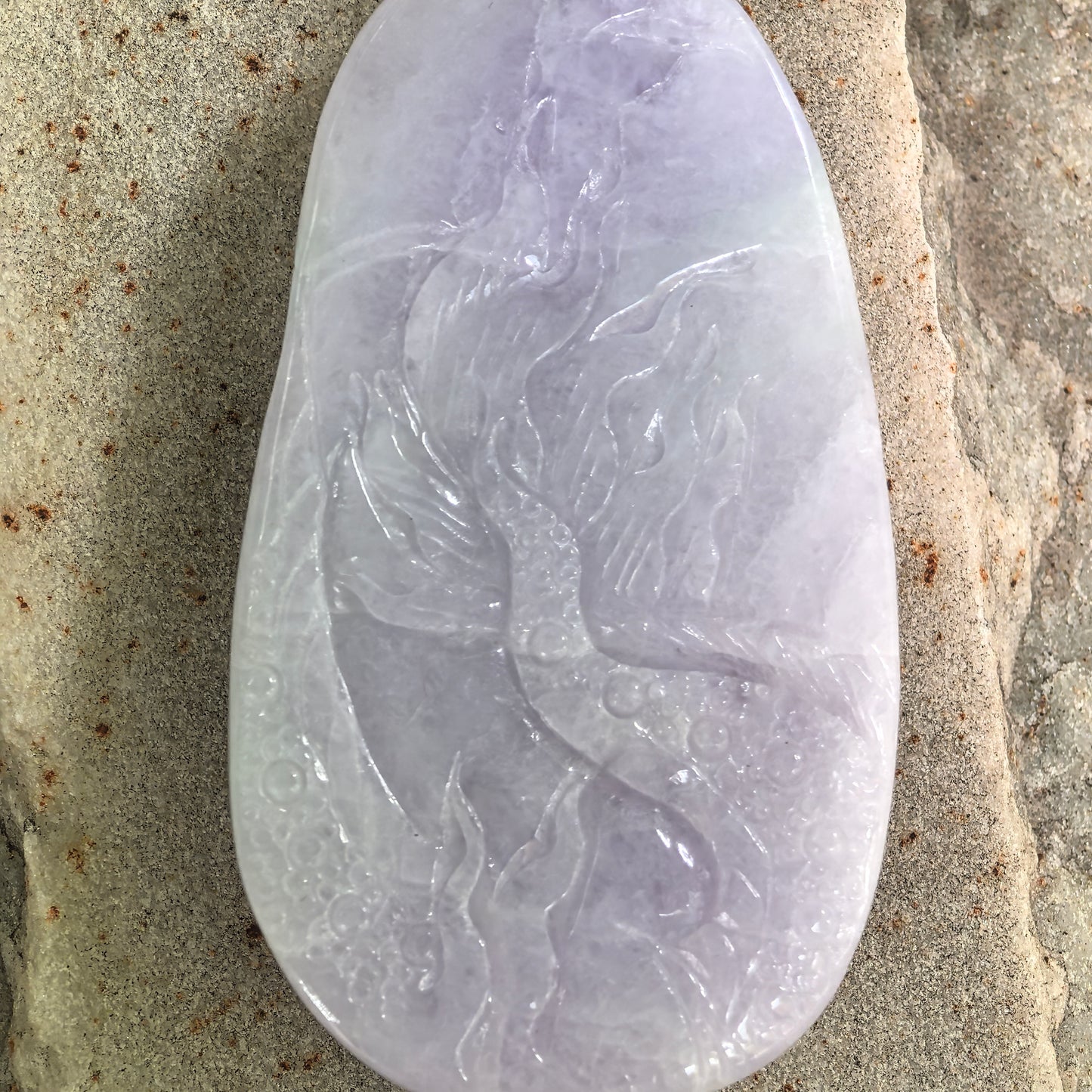 Natural Grade-A Jadeite Glutinous Light Purple Dragon Pendant · Burmese Jade