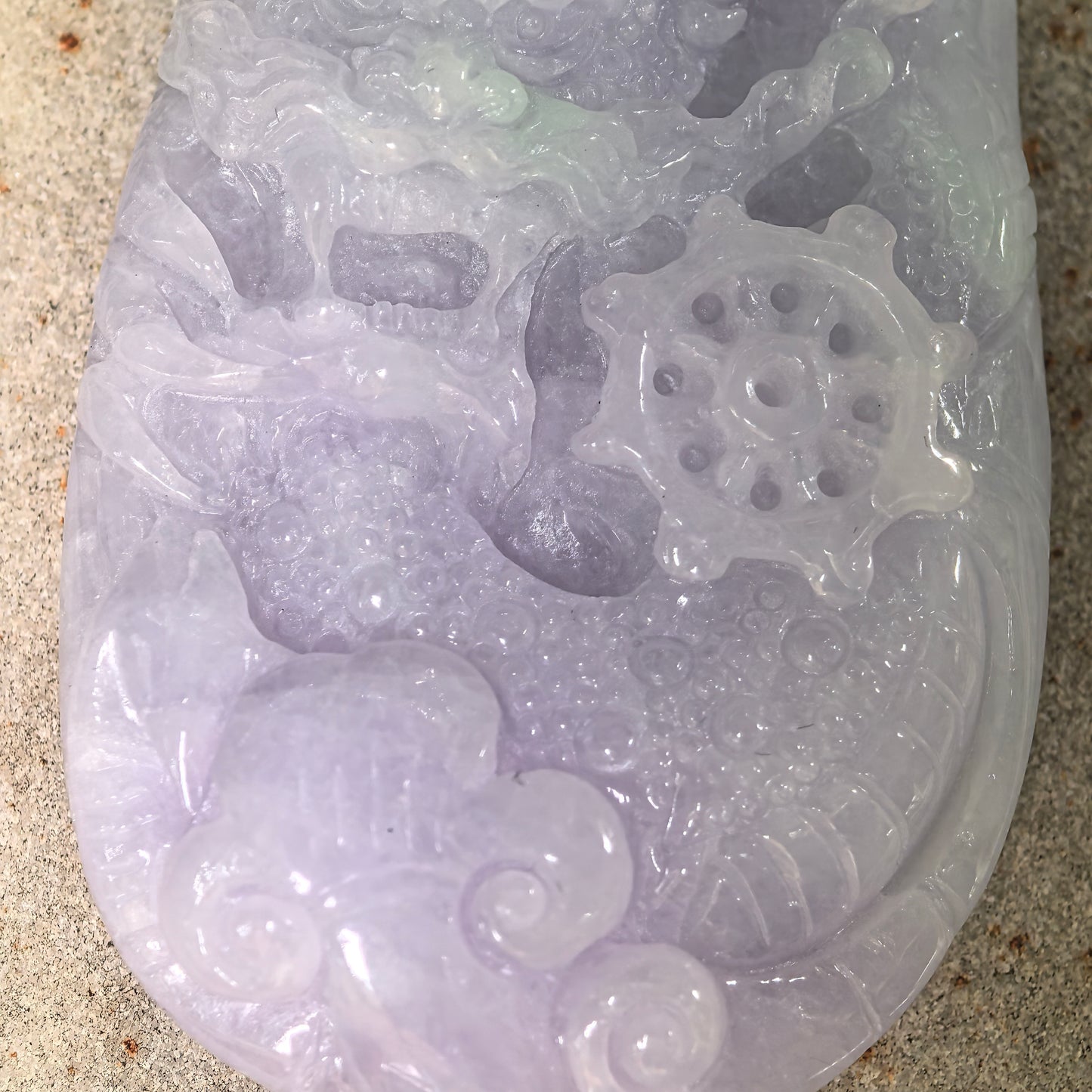 Natural Grade-A Jadeite Glutinous Light Purple Dragon Pendant · Burmese Jade