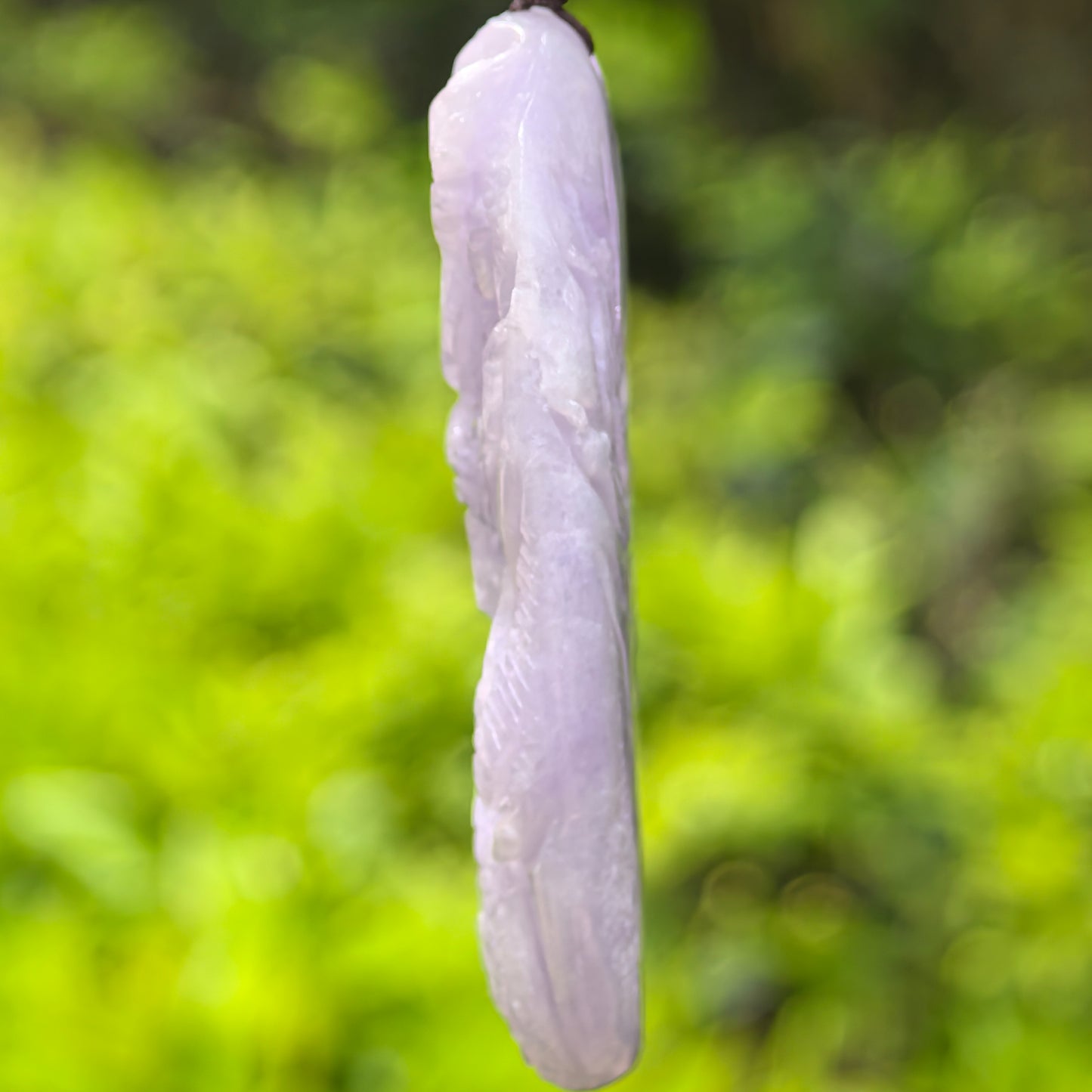 Natural Grade-A Jadeite Glutinous Light Purple Dragon Pendant · Burmese Jade