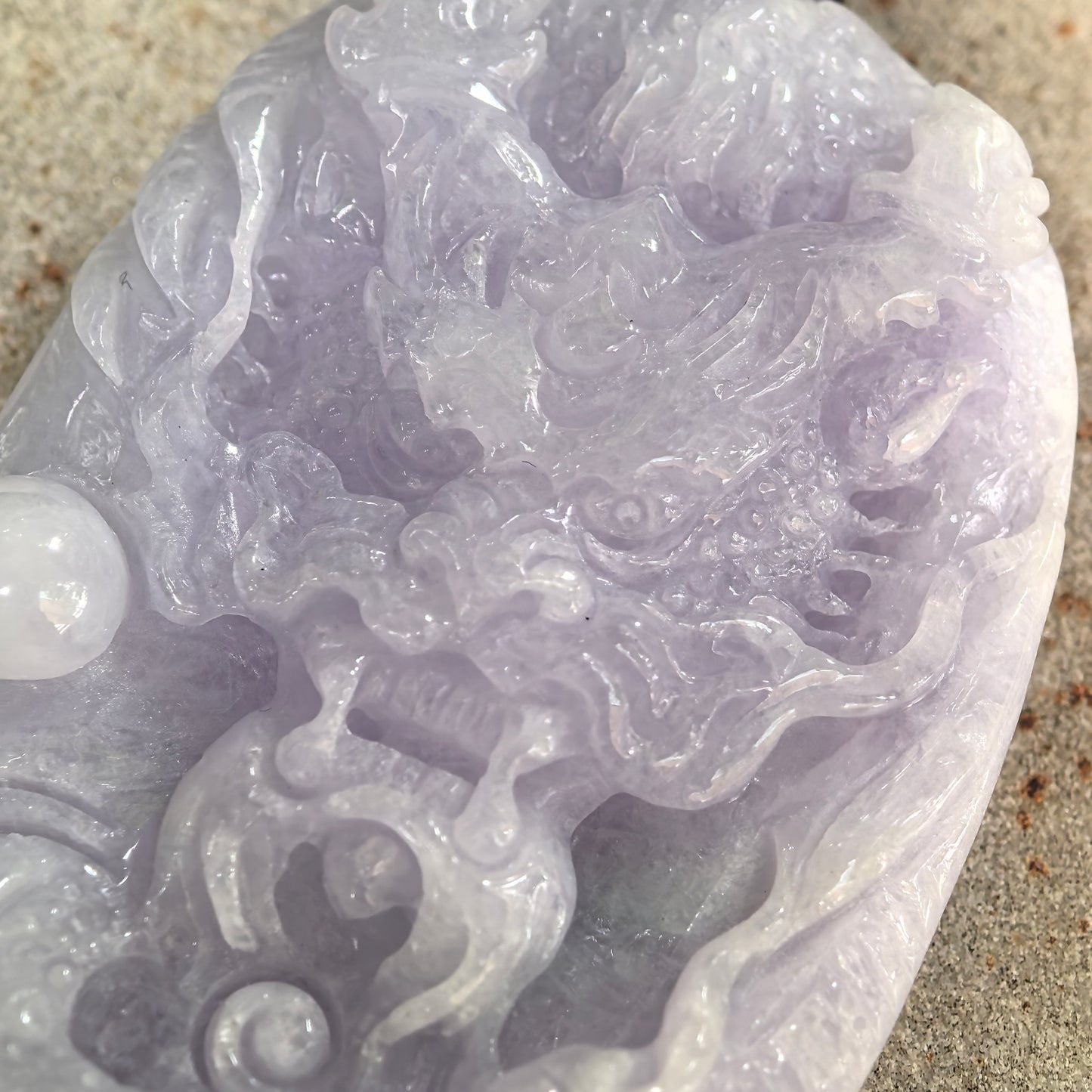 Natural Grade-A Jadeite Glutinous Light Purple Dragon Pendant · Burmese Jade
