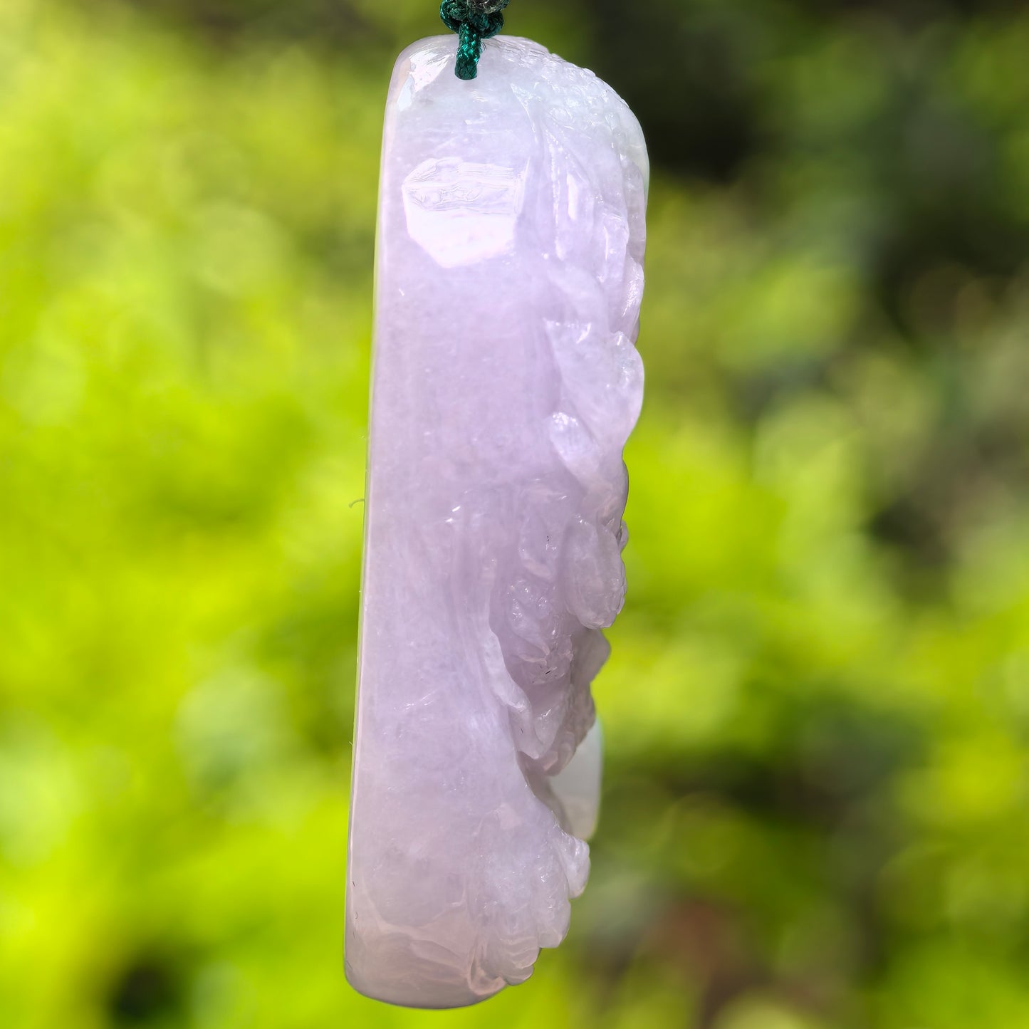 Natural Grade-A Jadeite Glutinous Light Purple Dragon Pendant · Burmese Jade