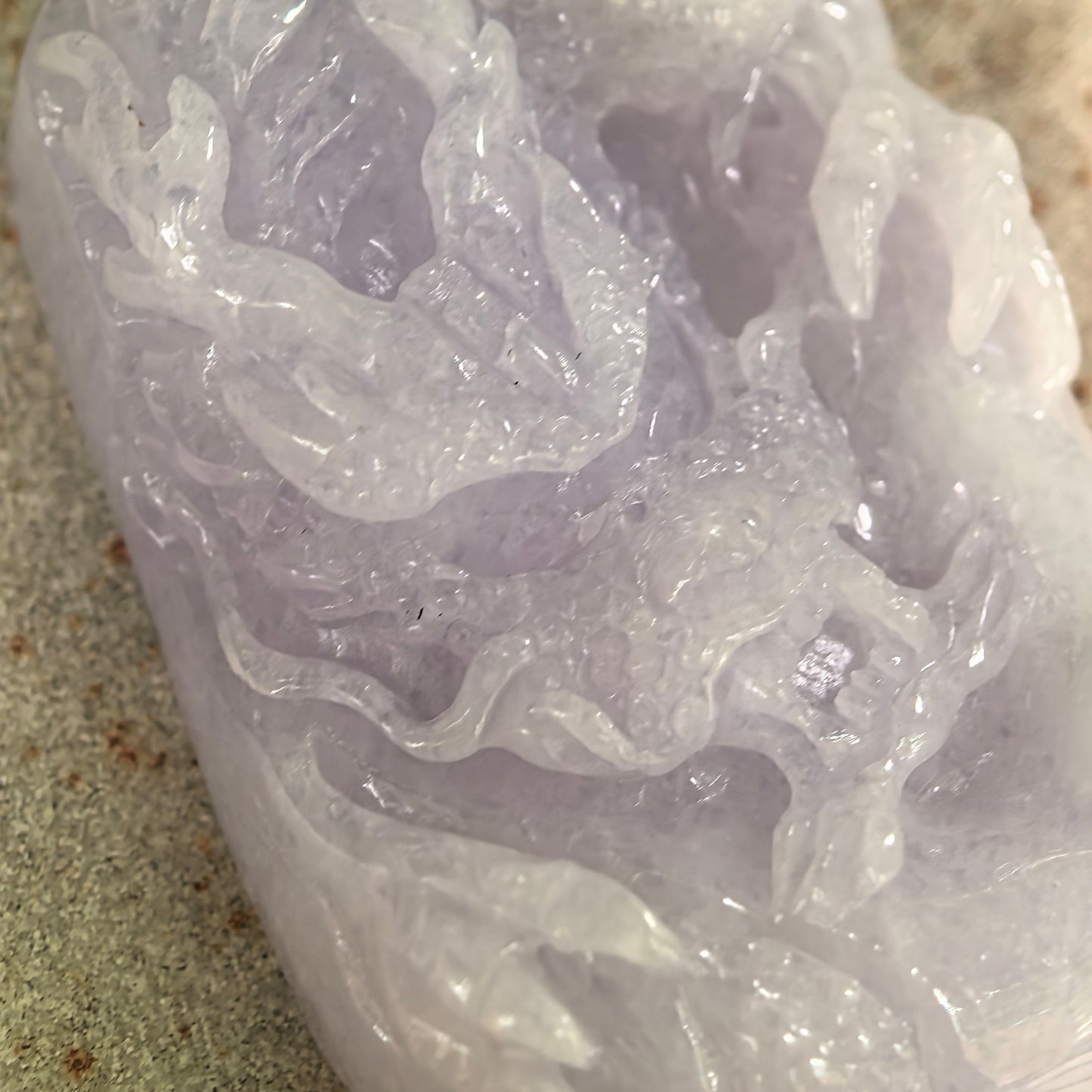 Natural Grade-A Jadeite Glutinous Light Purple Dragon Pendant · Burmese Jade