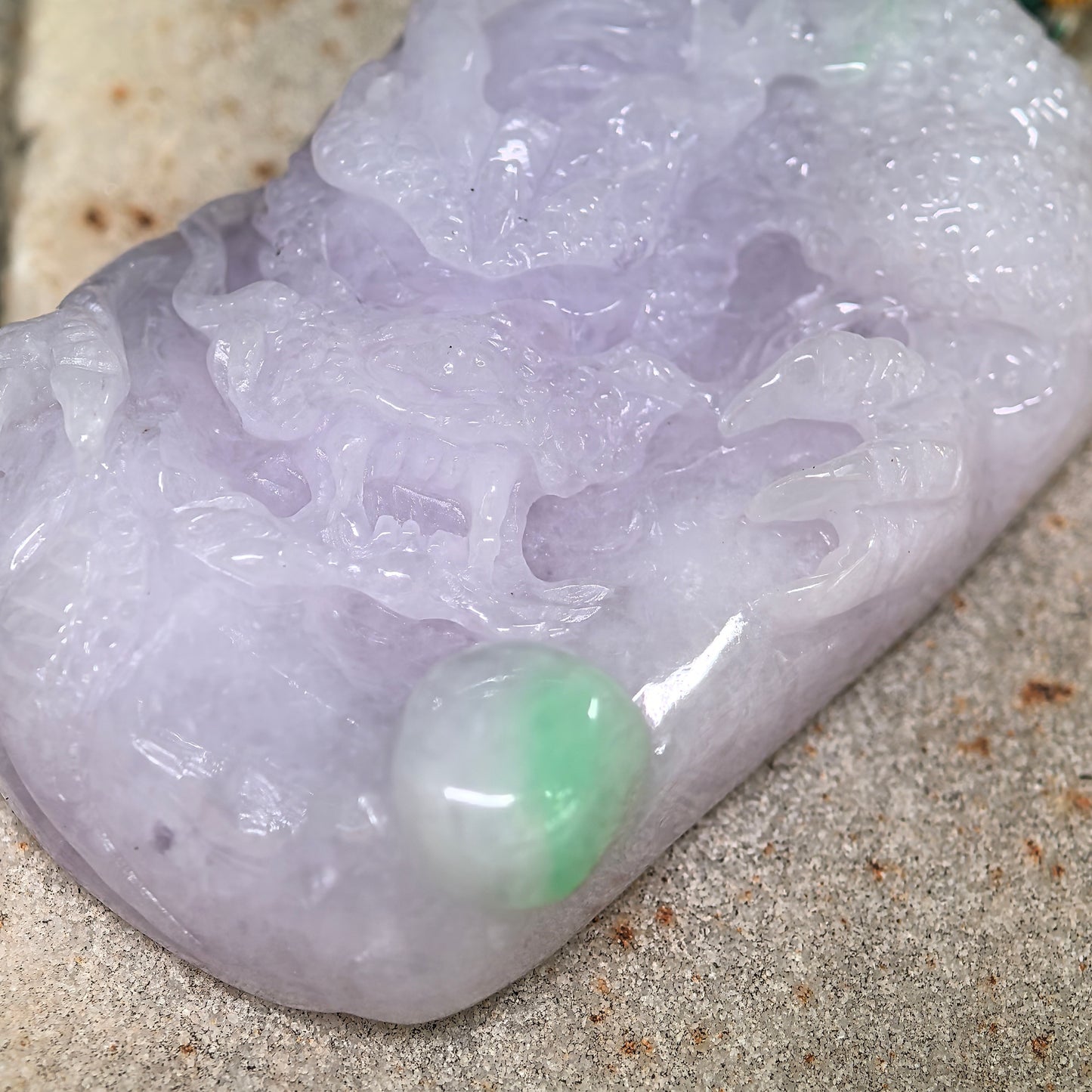 Natural Grade-A Jadeite Glutinous Light Purple Dragon Pendant · Burmese Jade