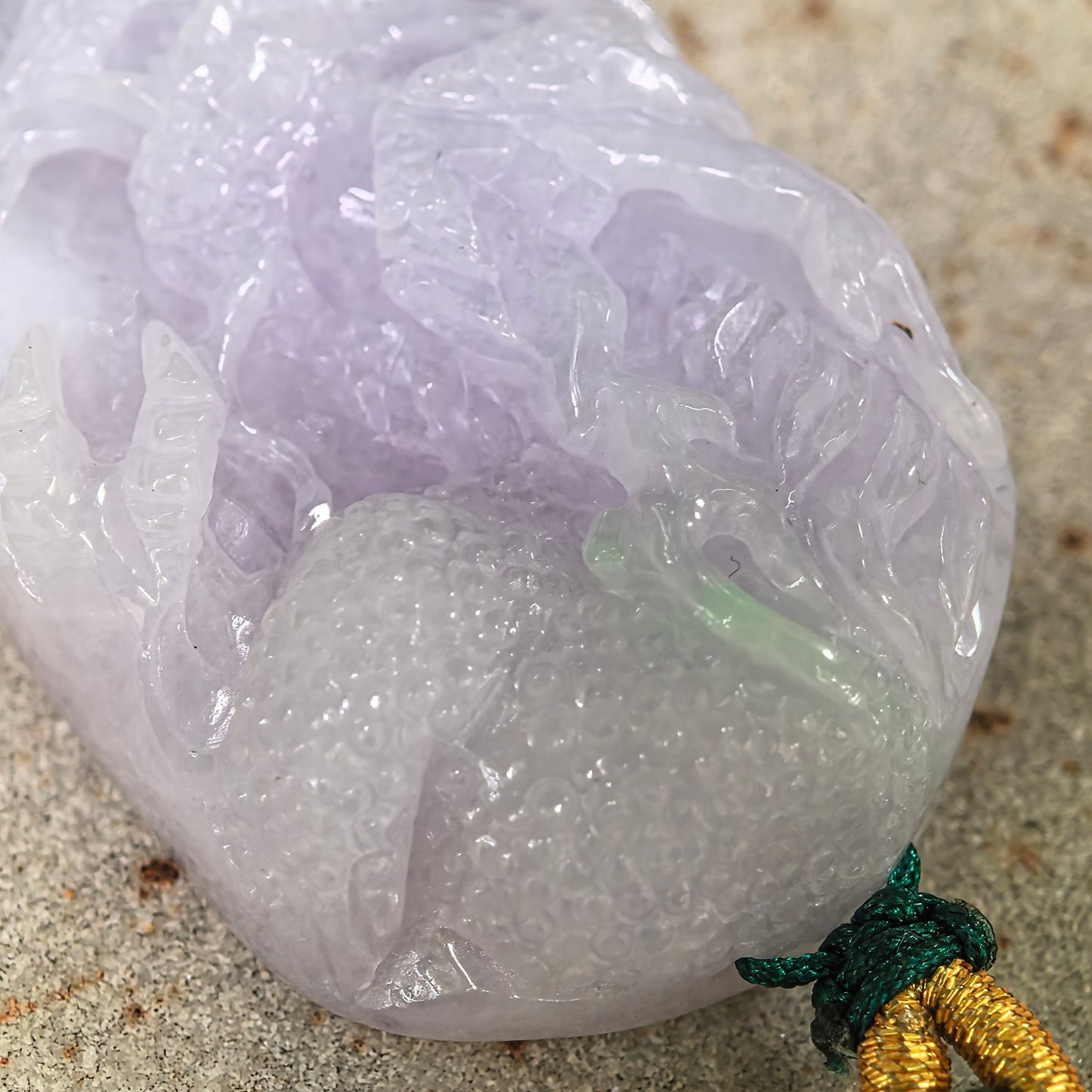 Natural Grade-A Jadeite Glutinous Light Purple Dragon Pendant · Burmese Jade