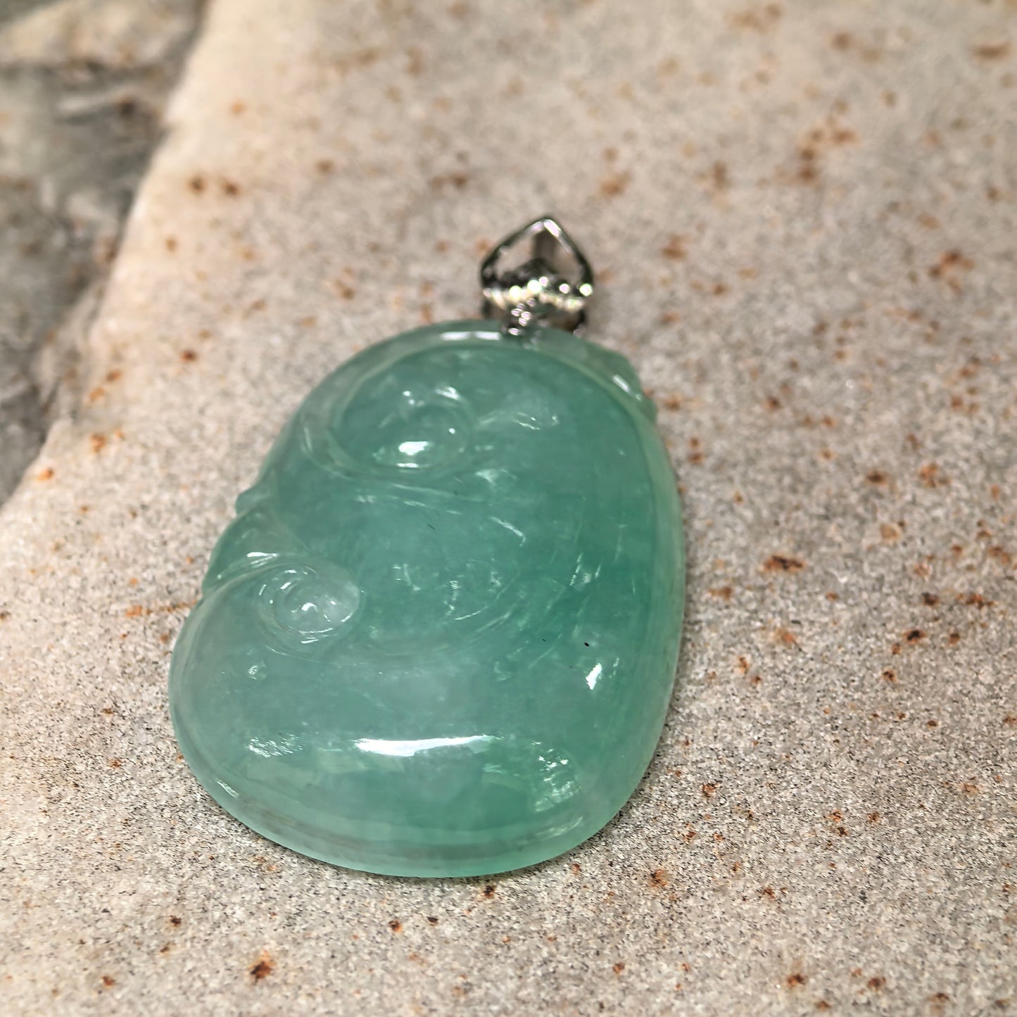 Natural Grade-A Icy Glutinous Apple Green Ruyi Jadeite Pendant · Burmese Jade