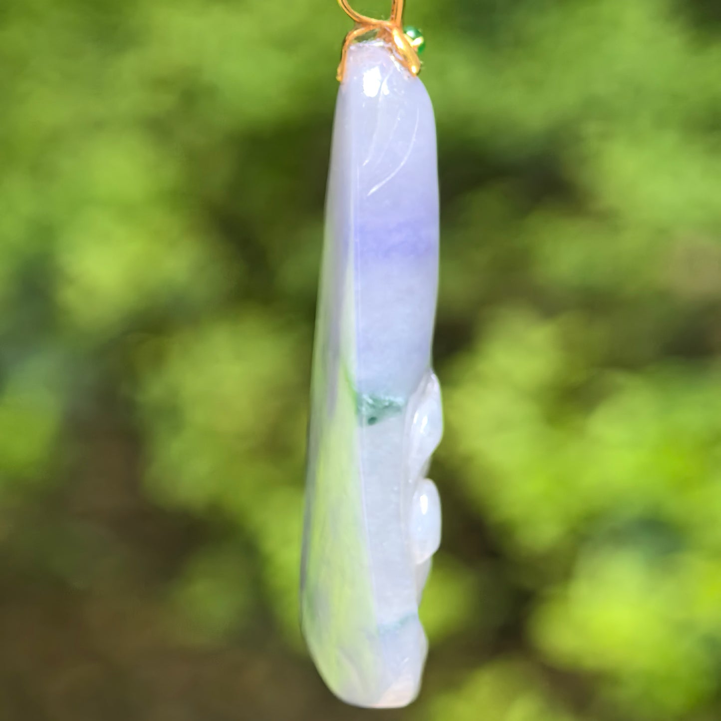 Natural Grade-A Icy Glutinous Blue-Lavender Lotus Jadeite Pendant · Burmese Jade