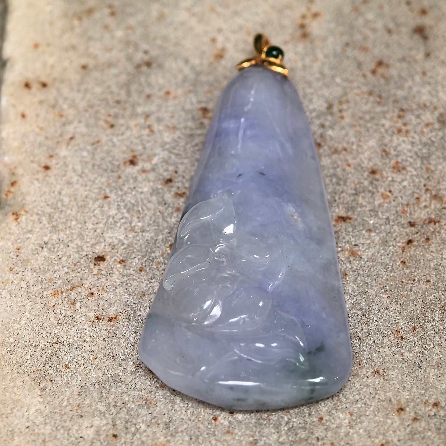 Natural Grade-A Icy Glutinous Blue-Lavender Lotus Jadeite Pendant · Burmese Jade