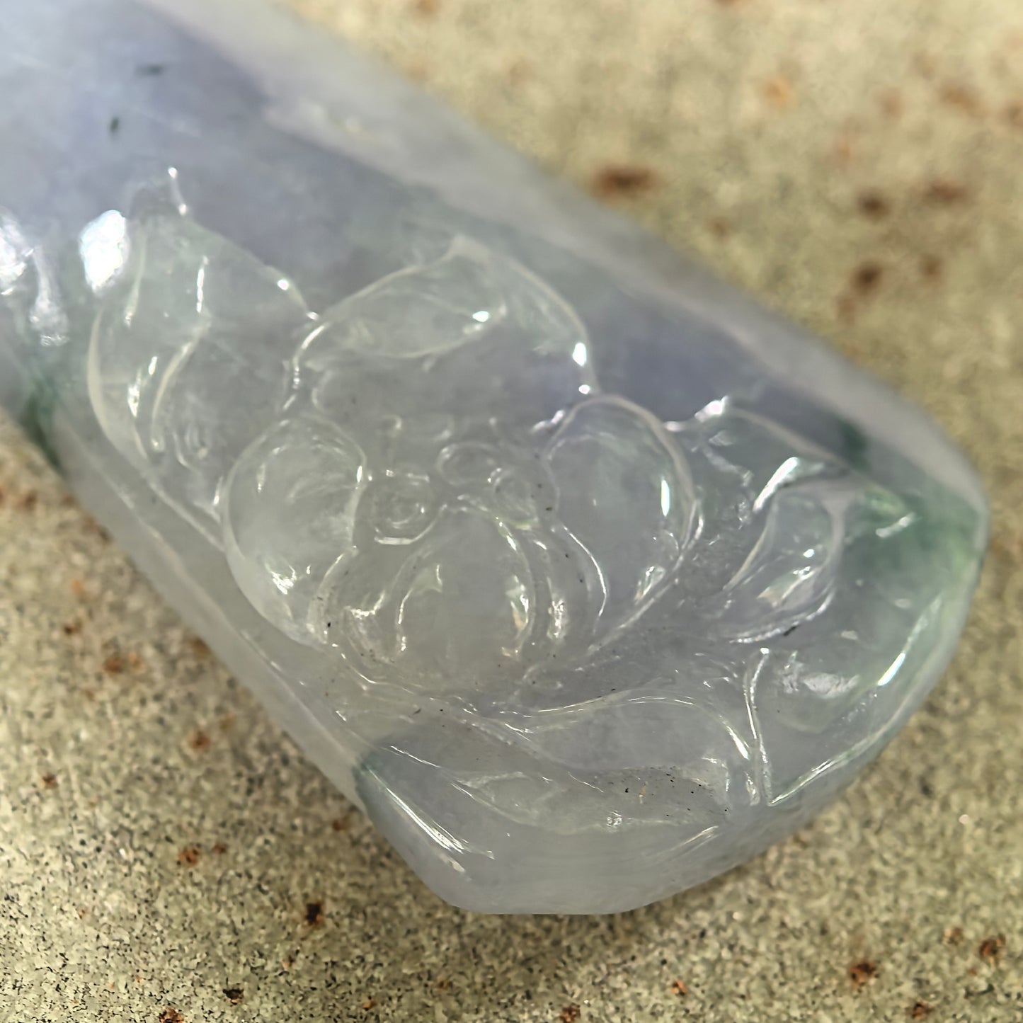 Natural Grade-A Icy Glutinous Blue-Lavender Lotus Jadeite Pendant · Burmese Jade