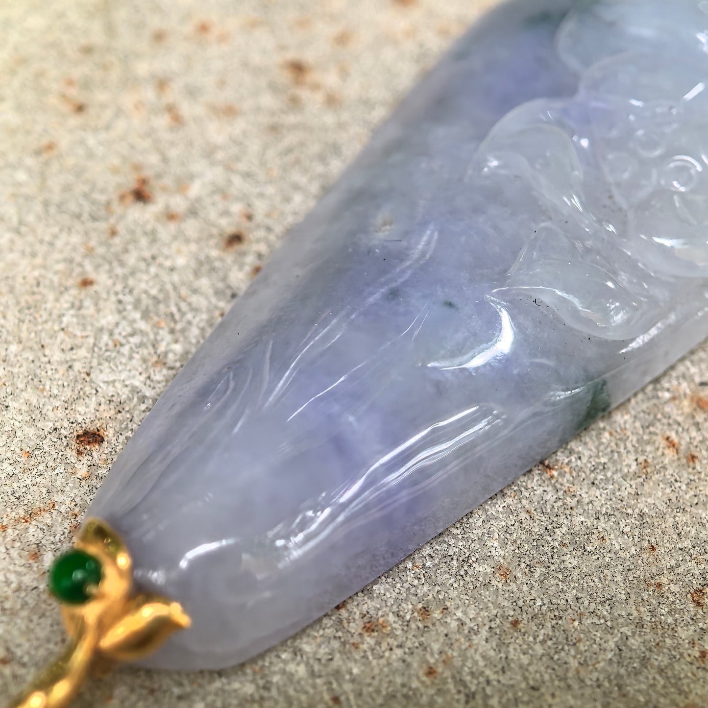 Natural Grade-A Icy Glutinous Blue-Lavender Lotus Jadeite Pendant · Burmese Jade
