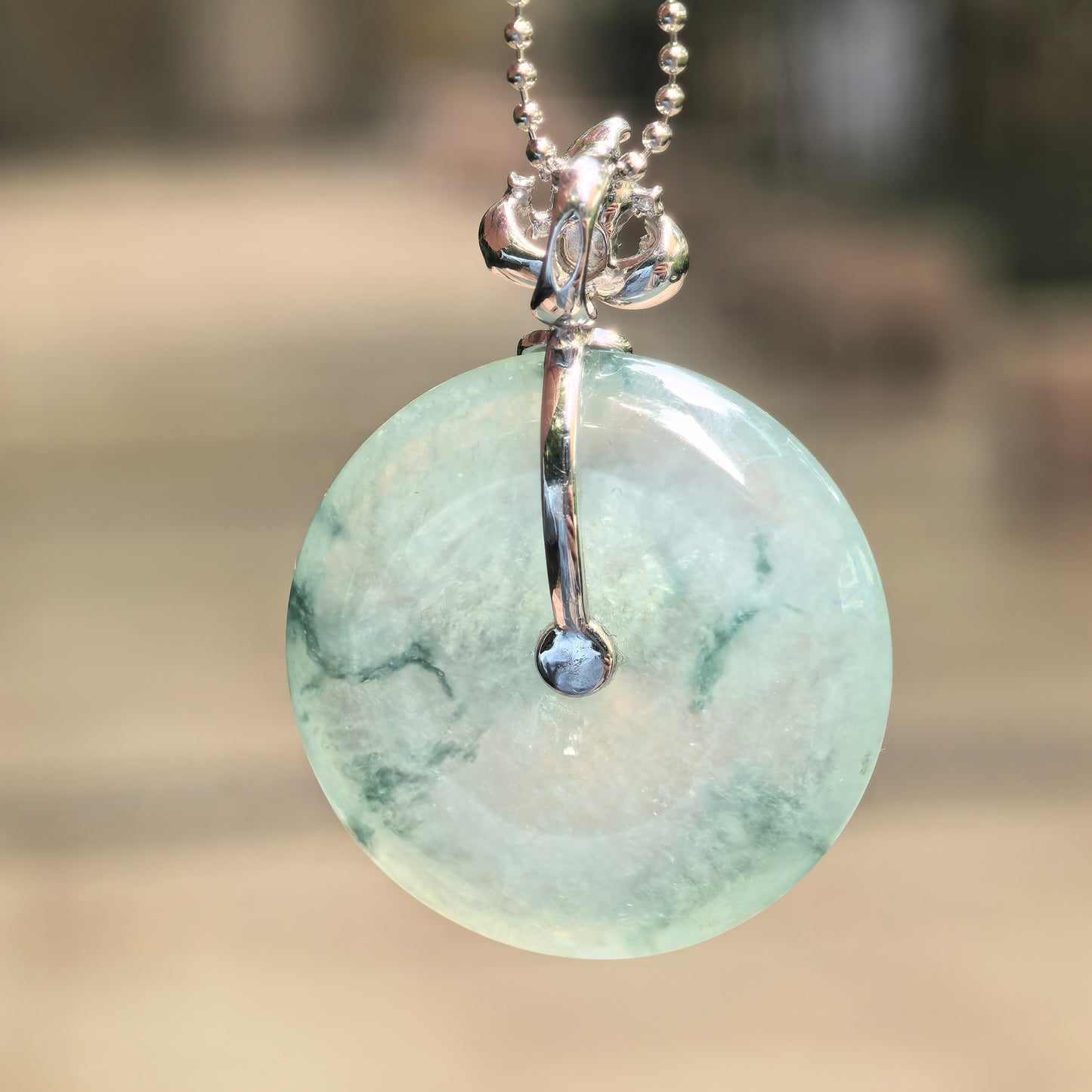 Natural Grade-A Icy Glutinous Floating Green Peace Pendant Jadeite Pendant · Burmese Jade