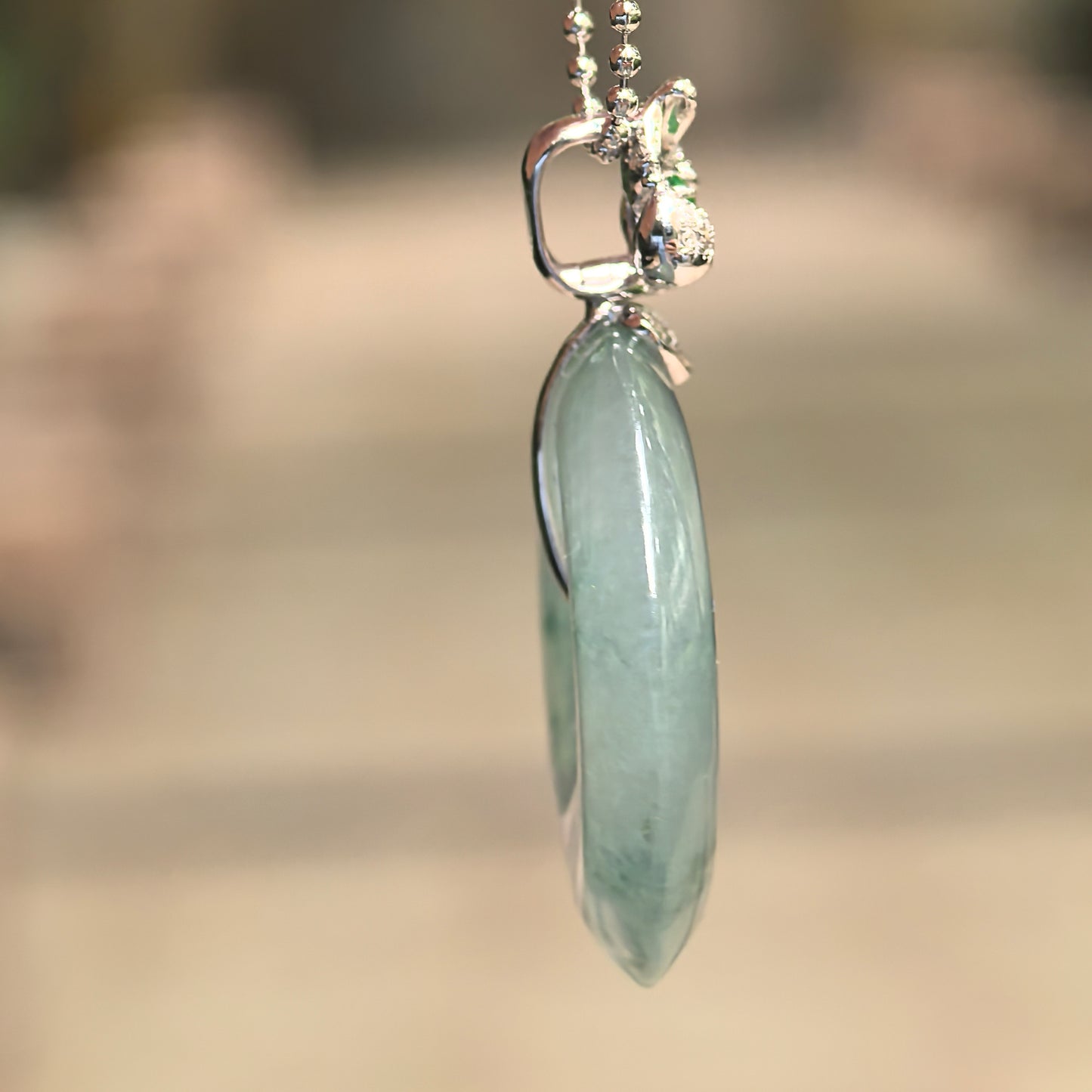 Natural Grade-A Icy Glutinous Floating Green Peace Pendant Jadeite Pendant · Burmese Jade