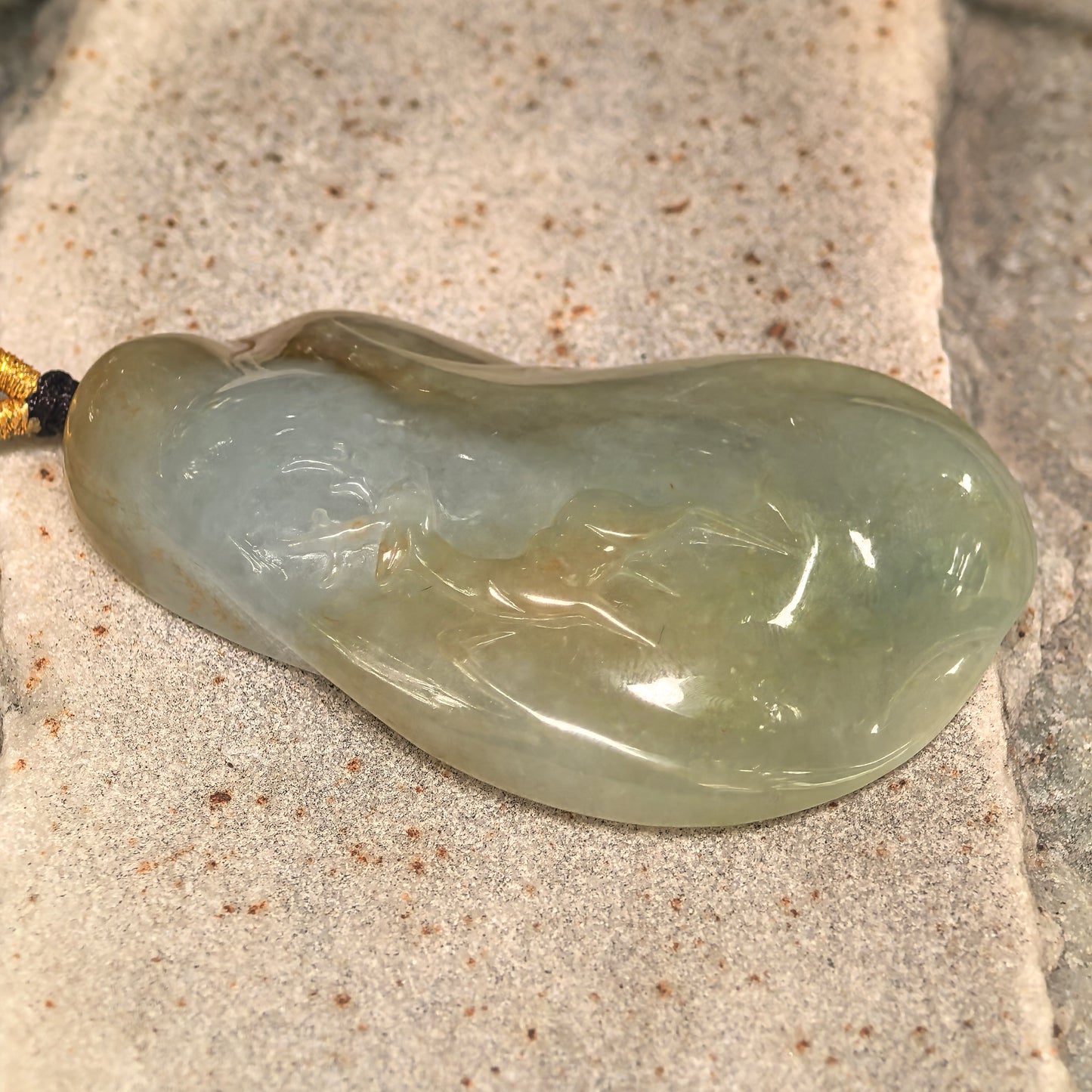 Natural Grade-A Glutinous Yellow-Green Deer Jadeite Pendant · Burmese Jade