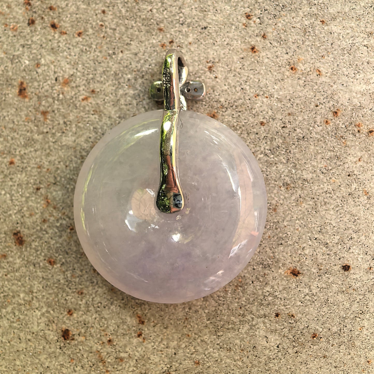 Natural Grade-A Glutinous Light Lavender 18K Gold Peace Pendant Jadeite Pendant · Burmese Jade